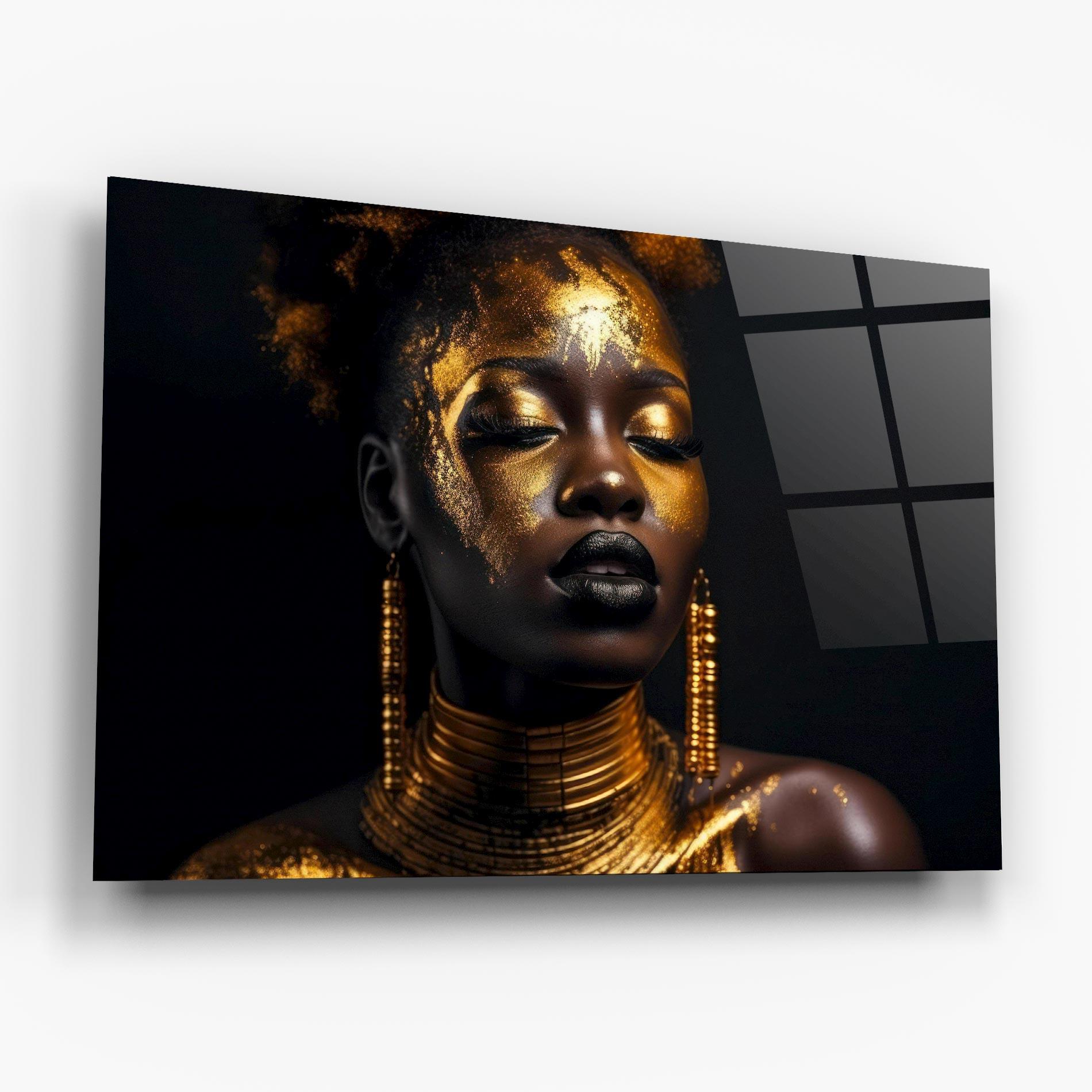 Üvegkép Gold Makeup Black Lips mockup 6