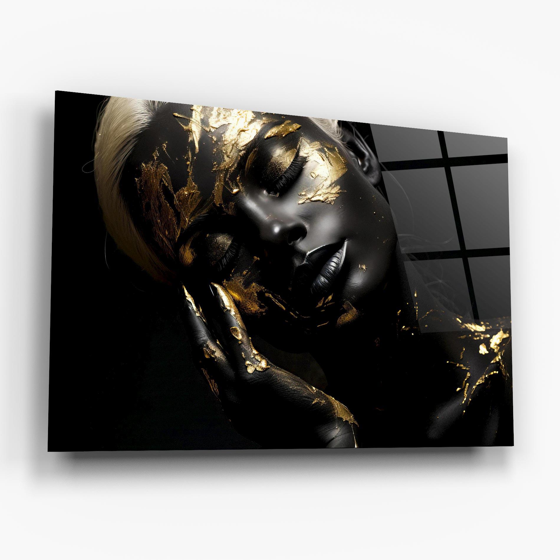 Üvegkép Gold Makeup On Black mockup 6