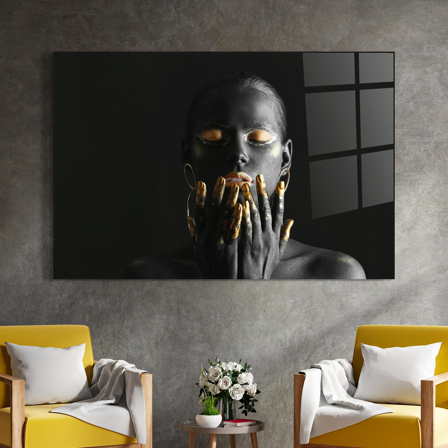 Üvegkép Black Golden Makeup mockup 4
