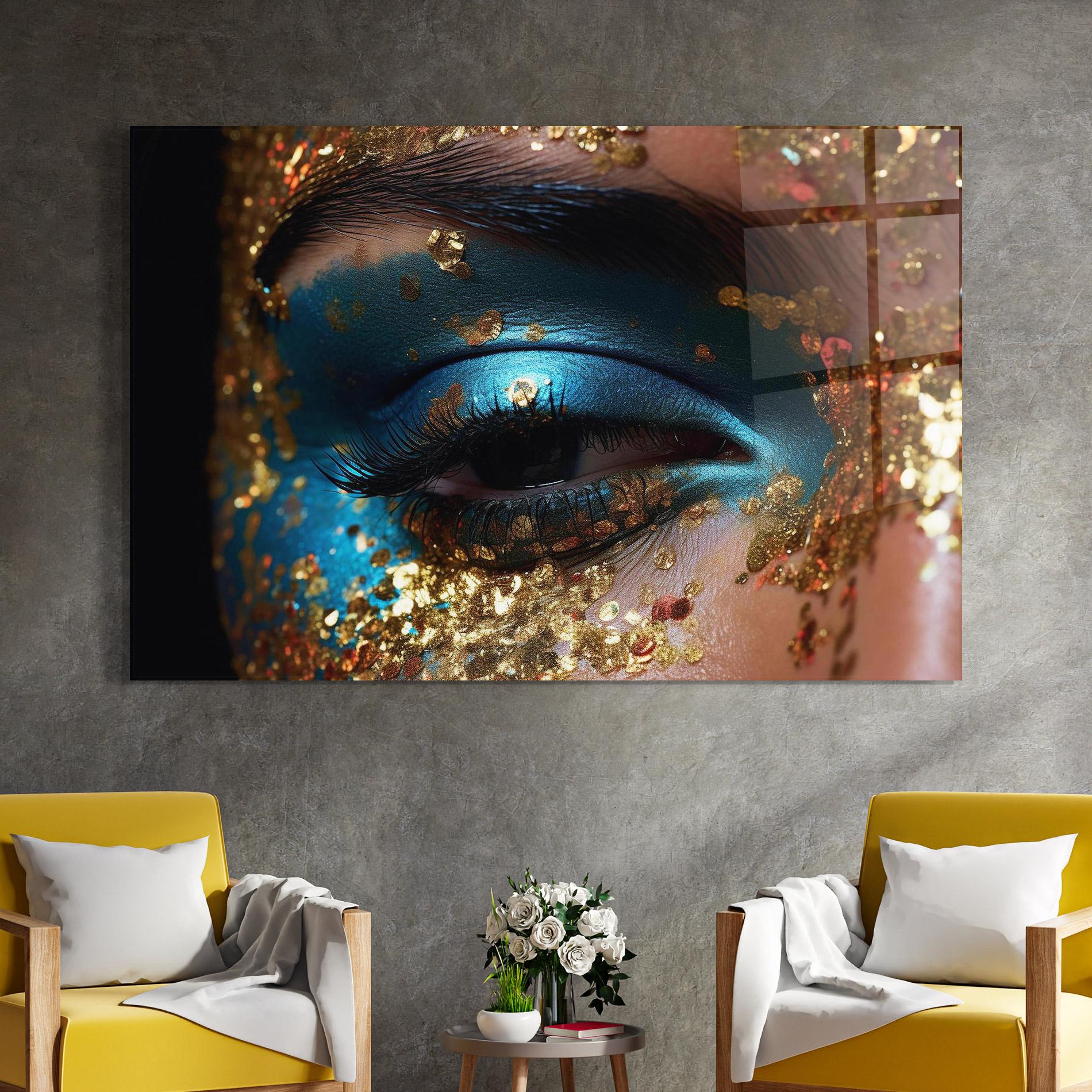 Üvegkép Blue Gold Glitter mockup 4