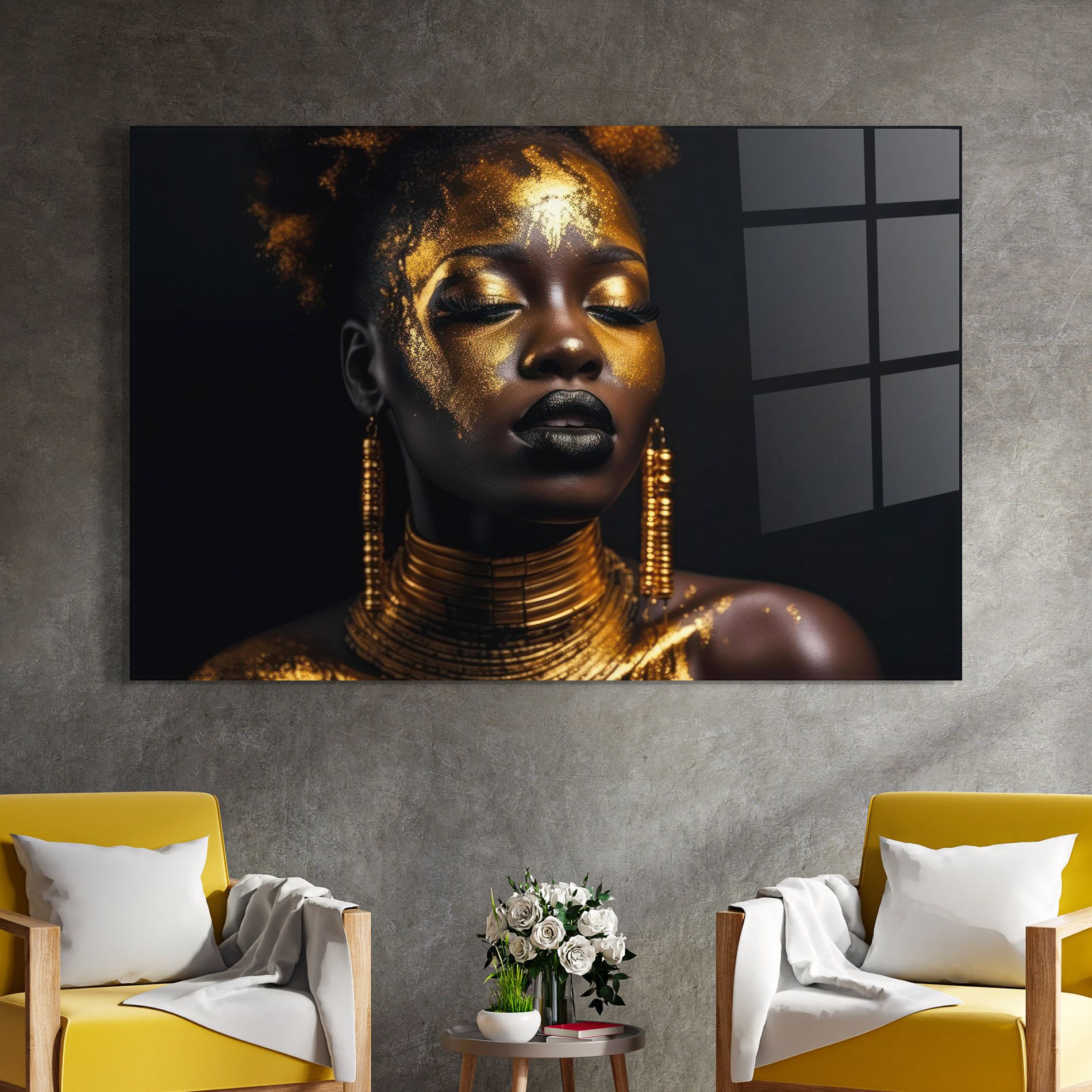 Gold Makeup Black Lips mockup 4