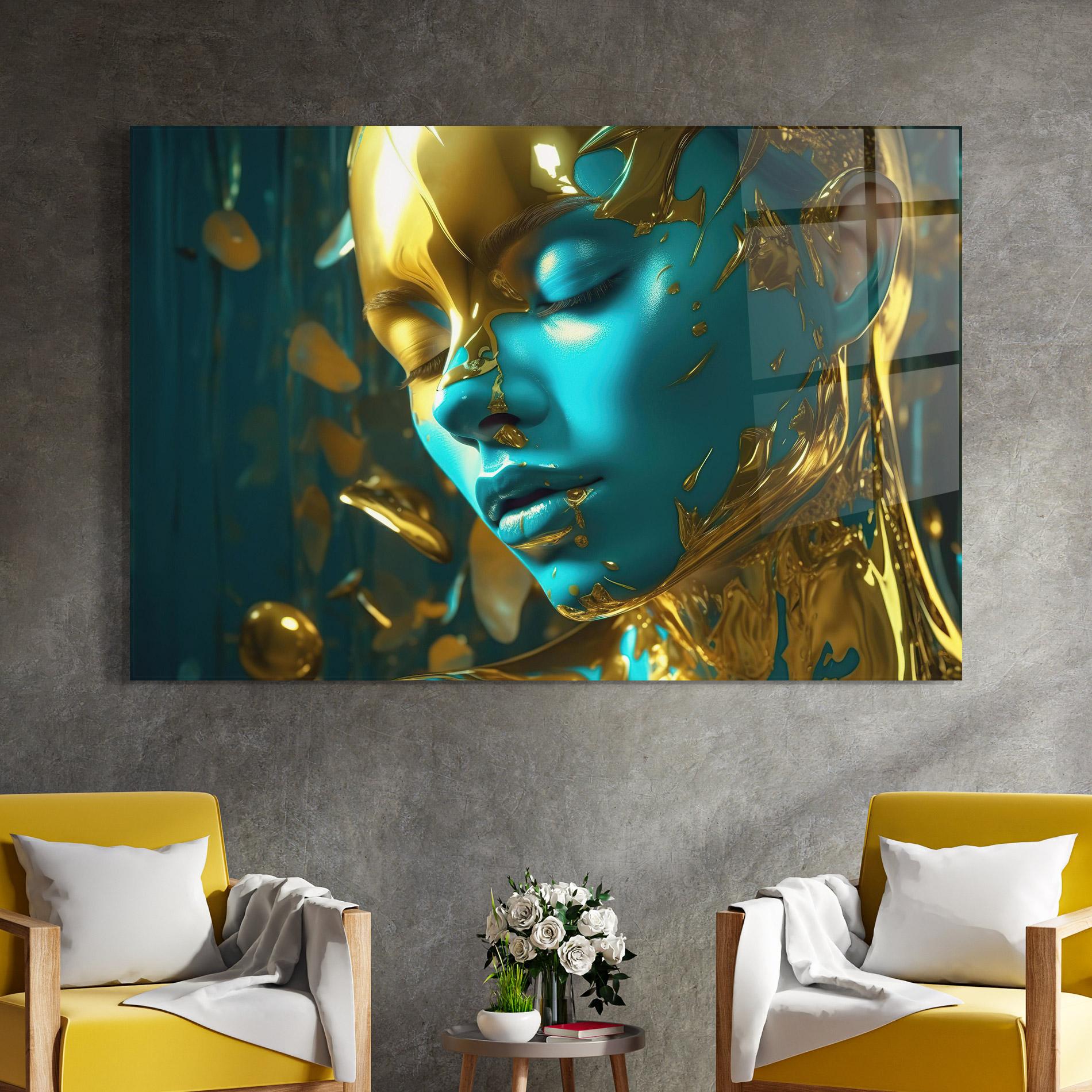 Üvegkép Golden Blue Makeup mockup 4