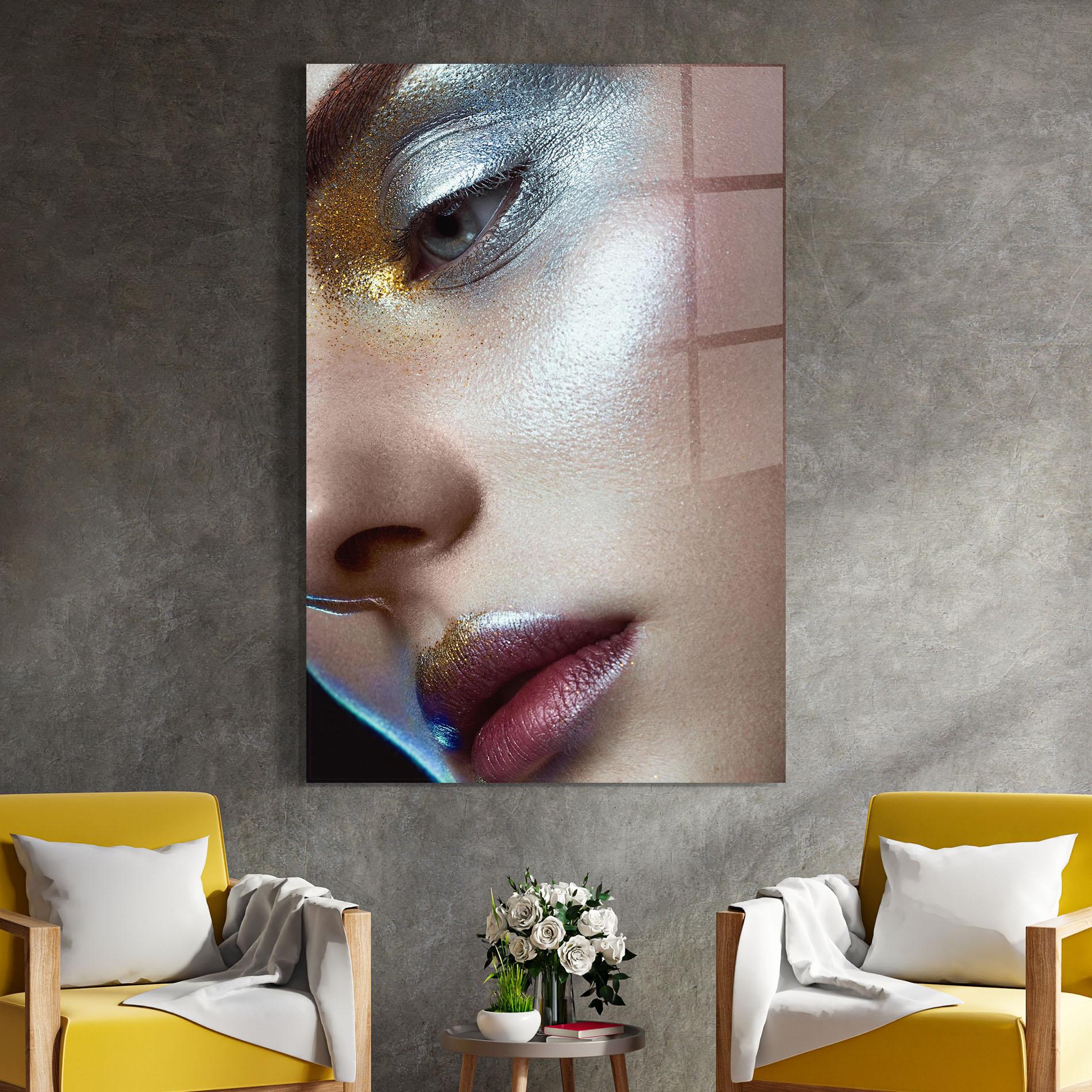 Üvegkép Golden Silver Makeup mockup 4
