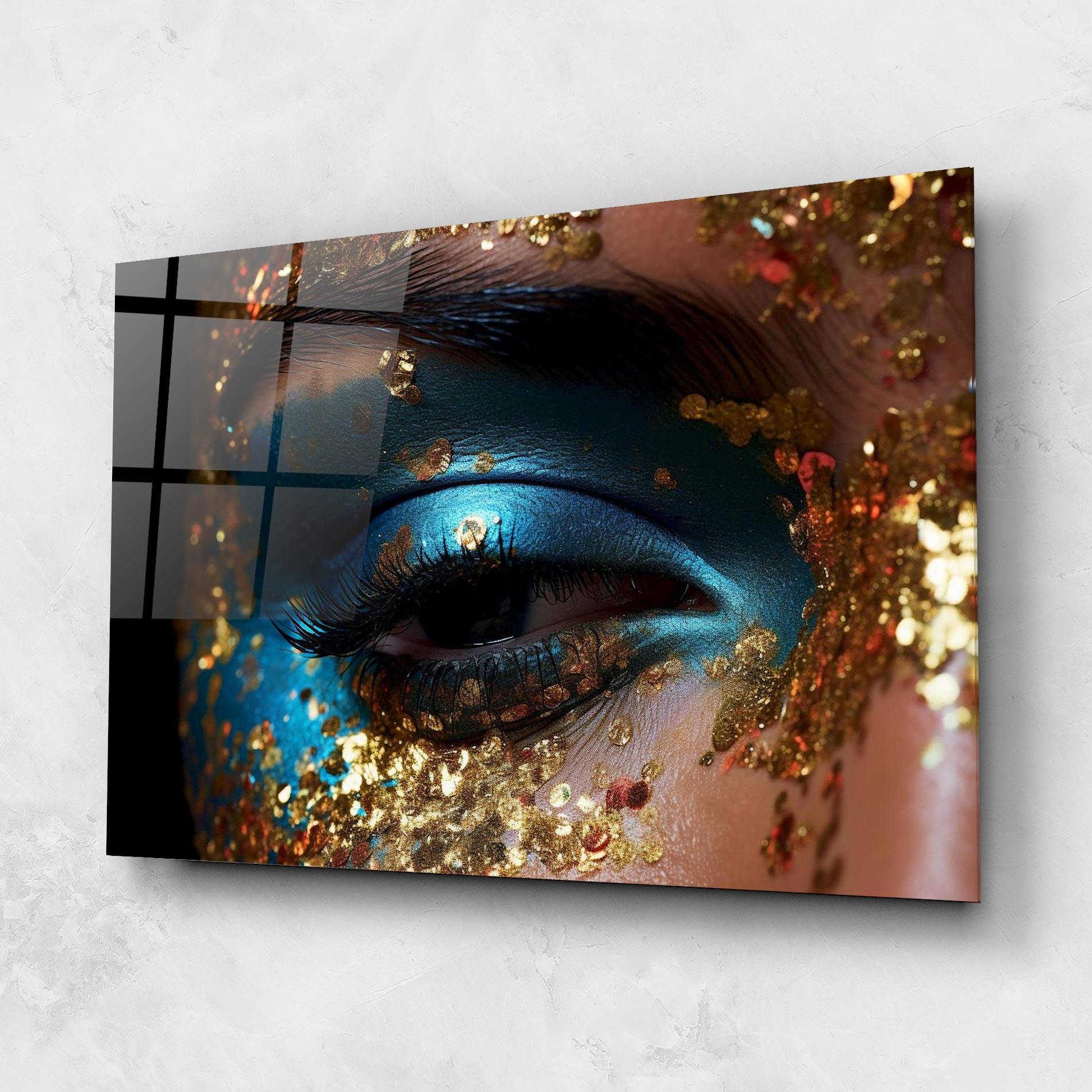 Üvegkép Blue Gold Glitter mockup 1