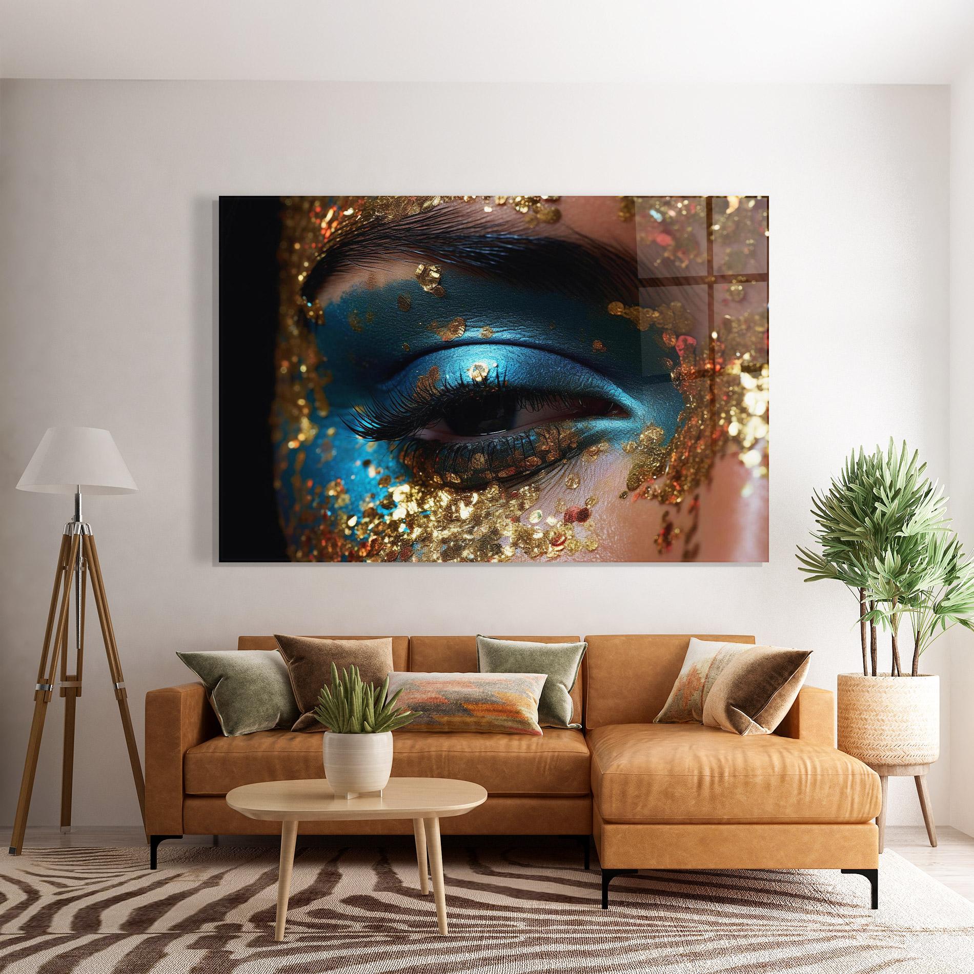 Üvegkép Blue Gold Glitter mockup 7