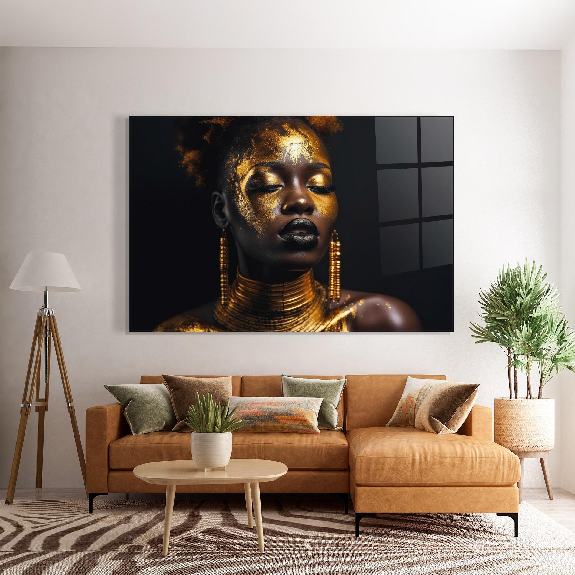 Üvegkép Gold Makeup Black Lips mockup 7