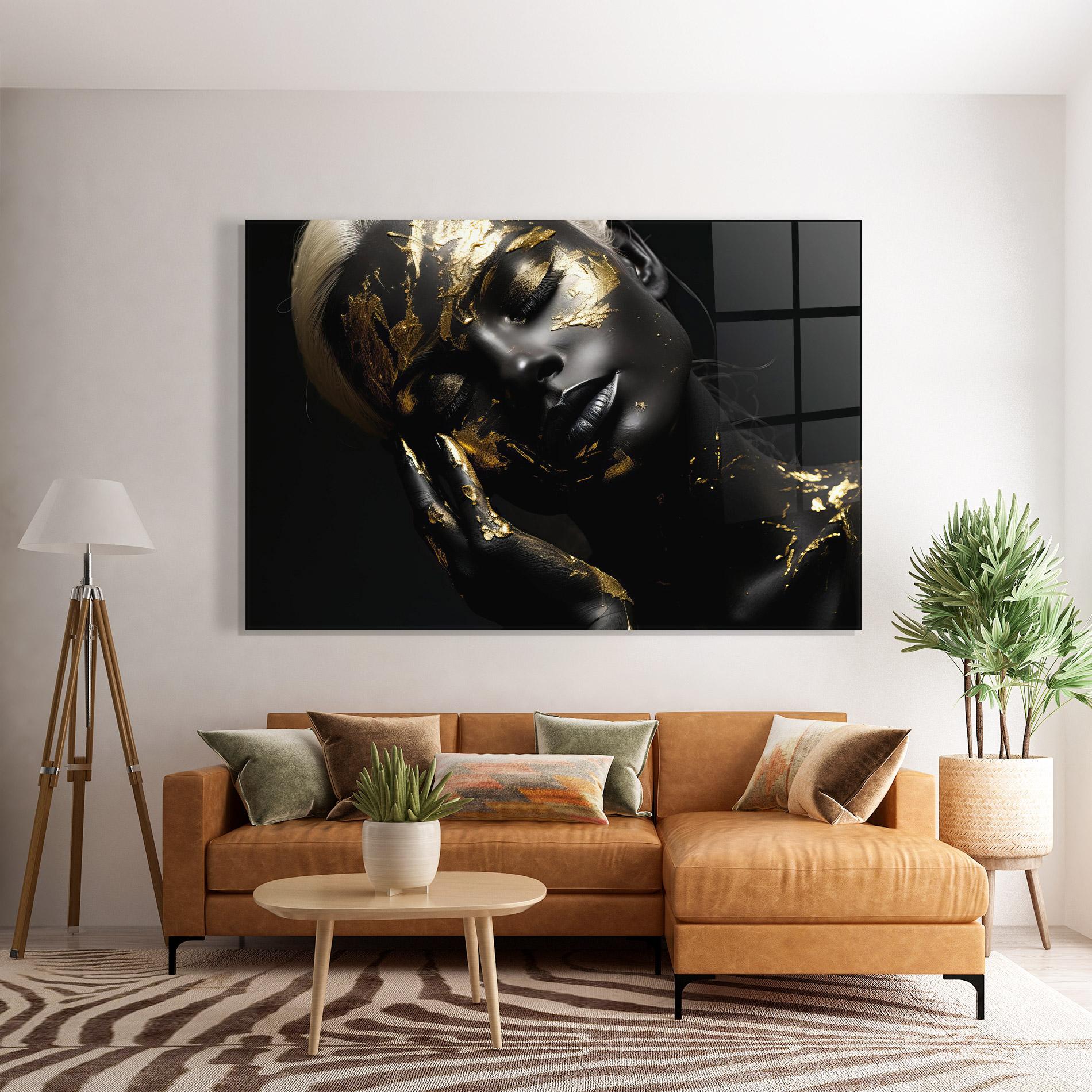 Üvegkép Gold Makeup On Black mockup 7