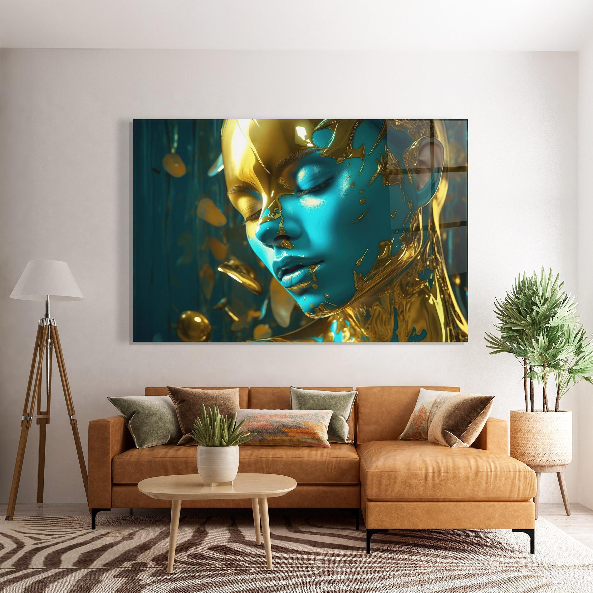 Üvegkép Golden Blue Makeup mockup 7