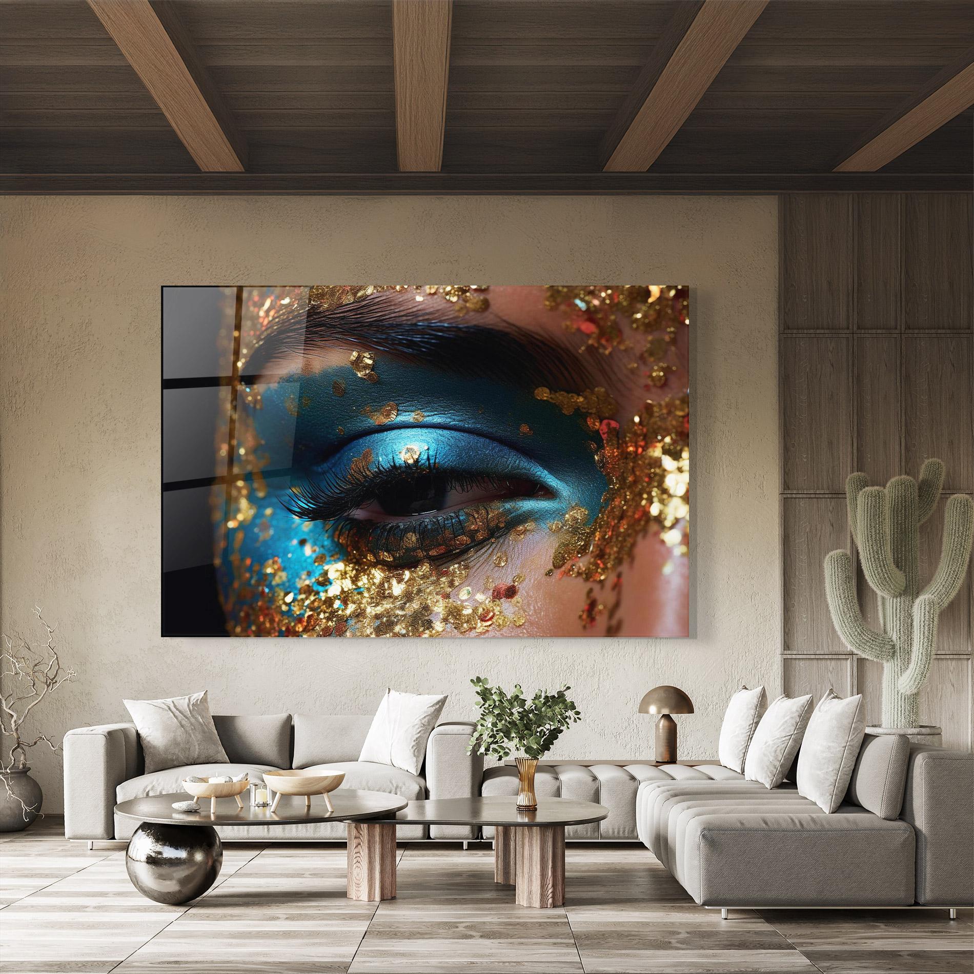 Üvegkép Blue Gold Glitter mockup 8