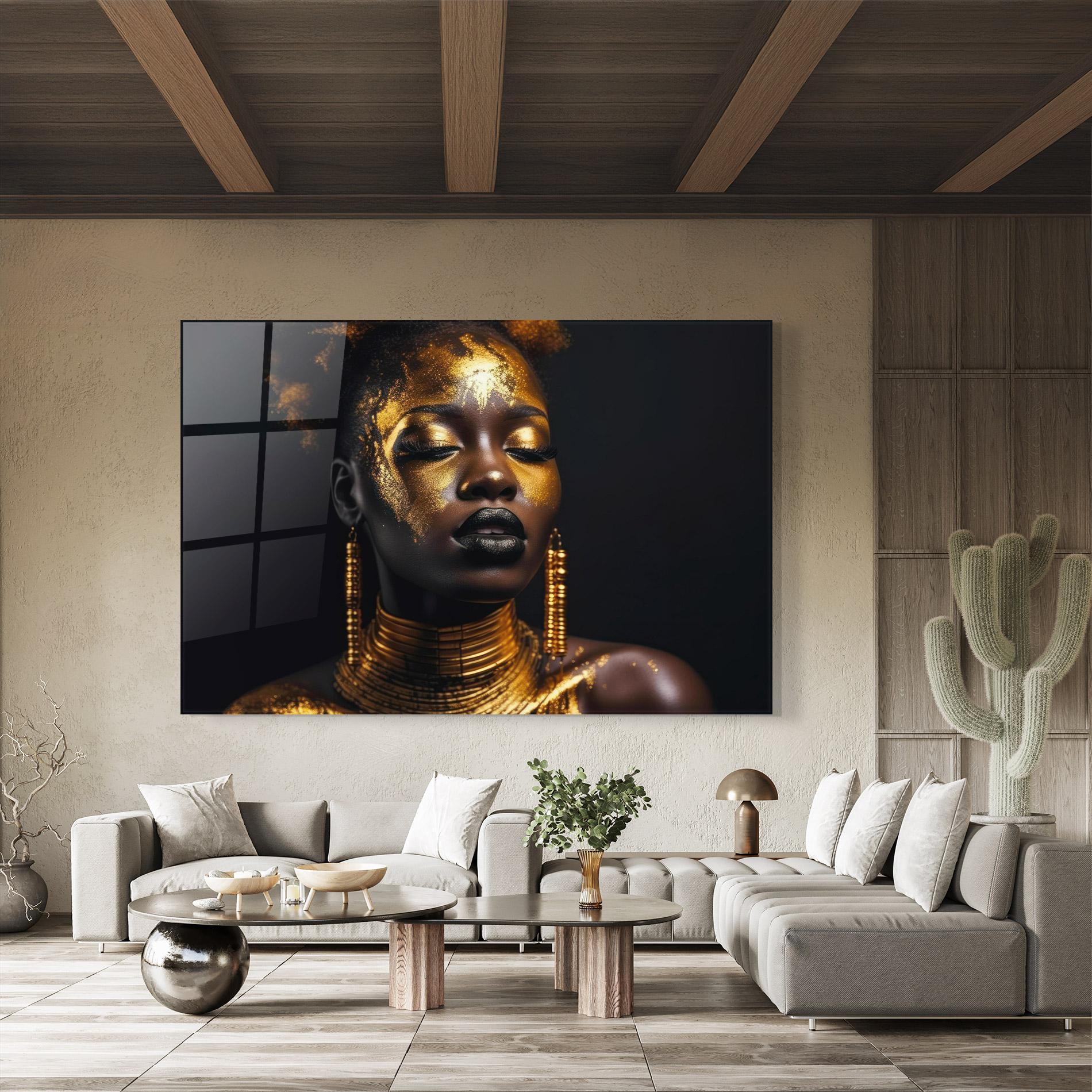 Üvegkép Gold Makeup Black Lips mockup 8