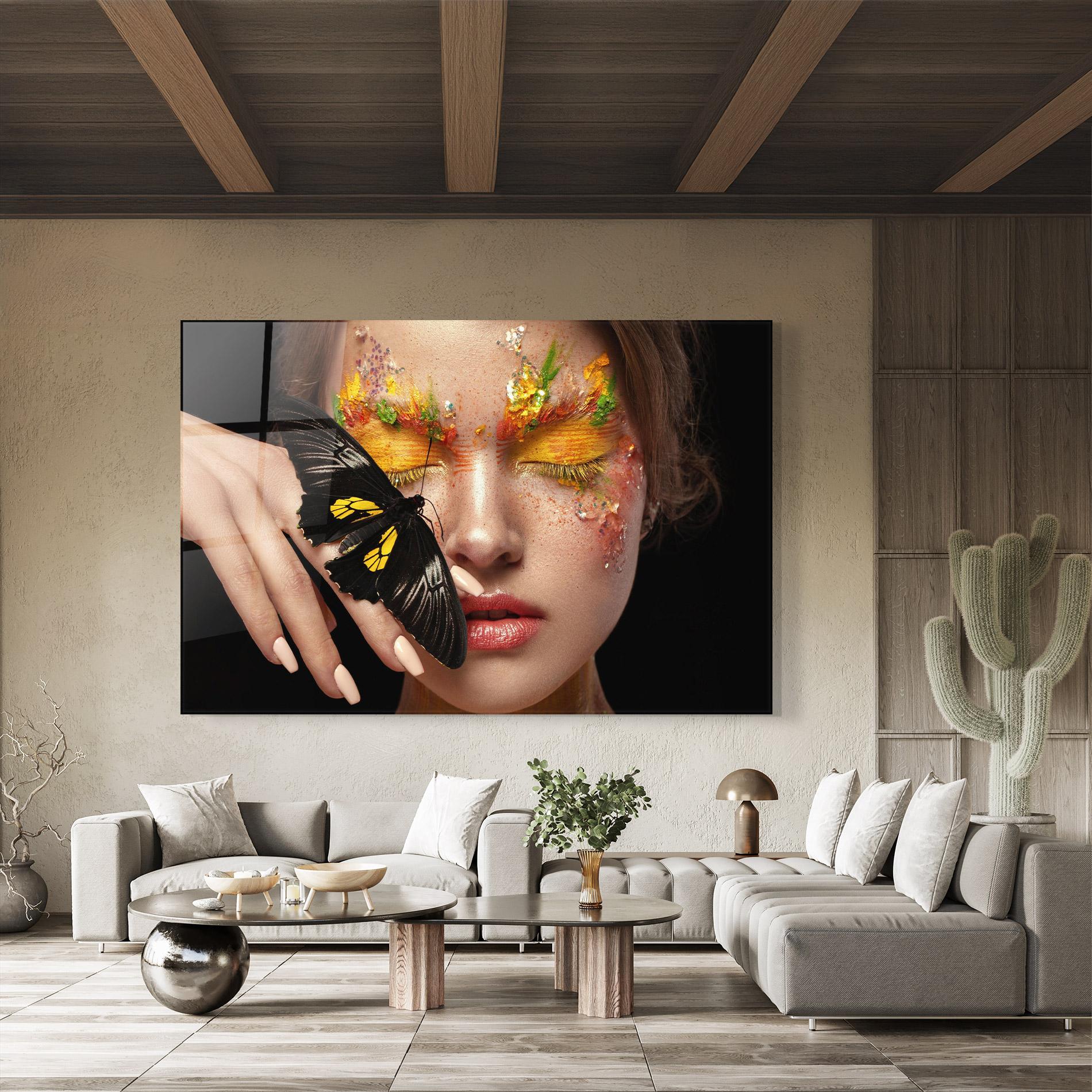 Üvegkép Pretty Butterflu Makeup mockup 8