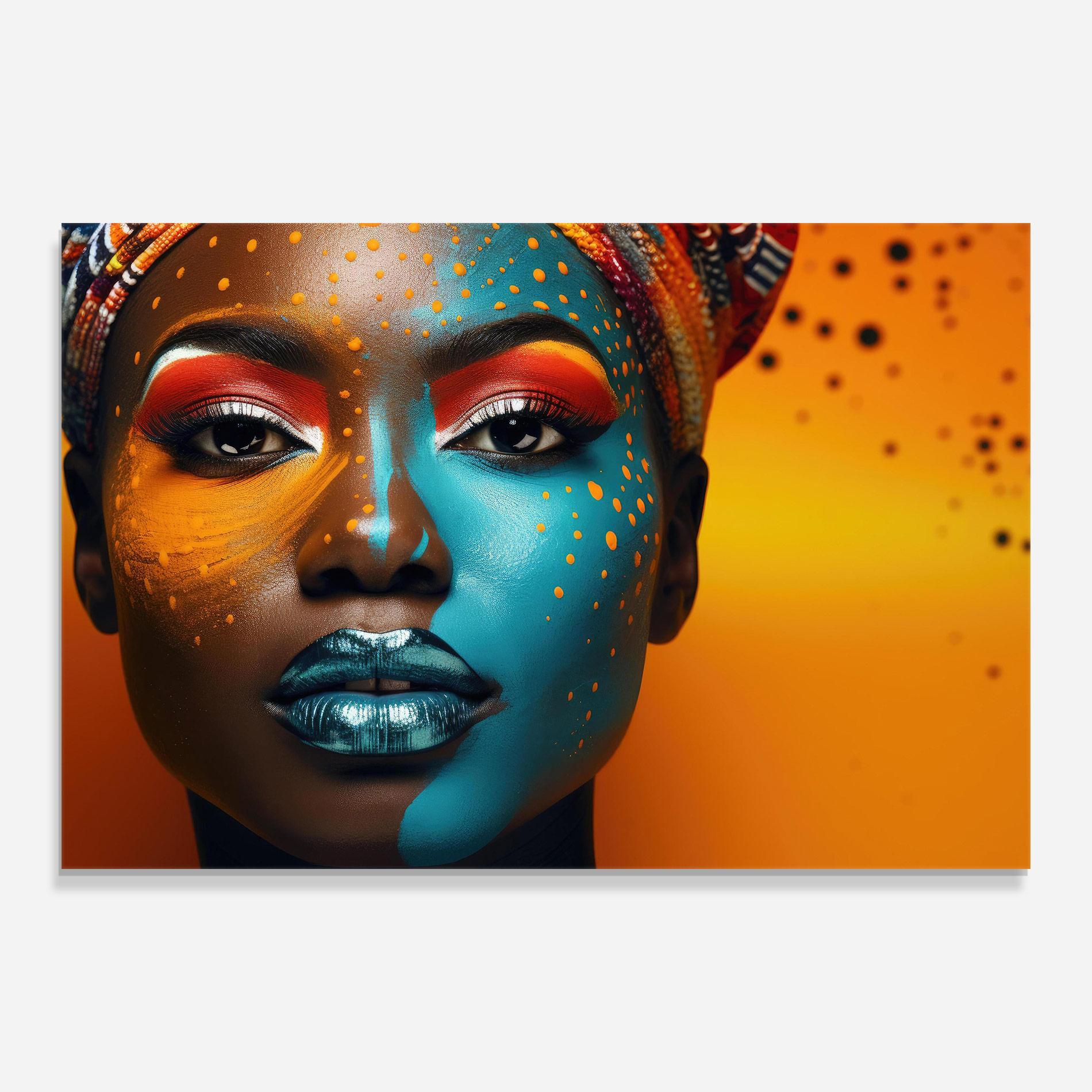 Üvegkép Blue Brown Skin Woman mockup 0