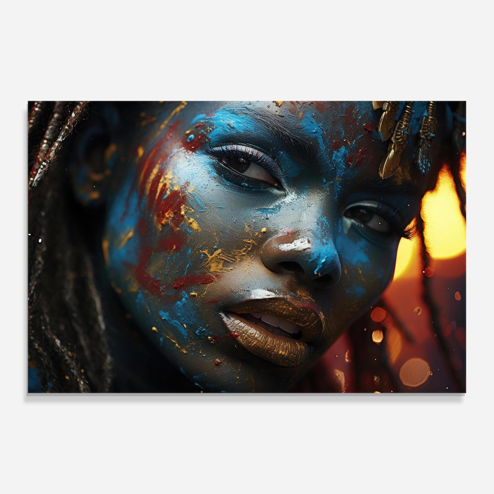 Üvegkép Blue Paint Woman mockup 0