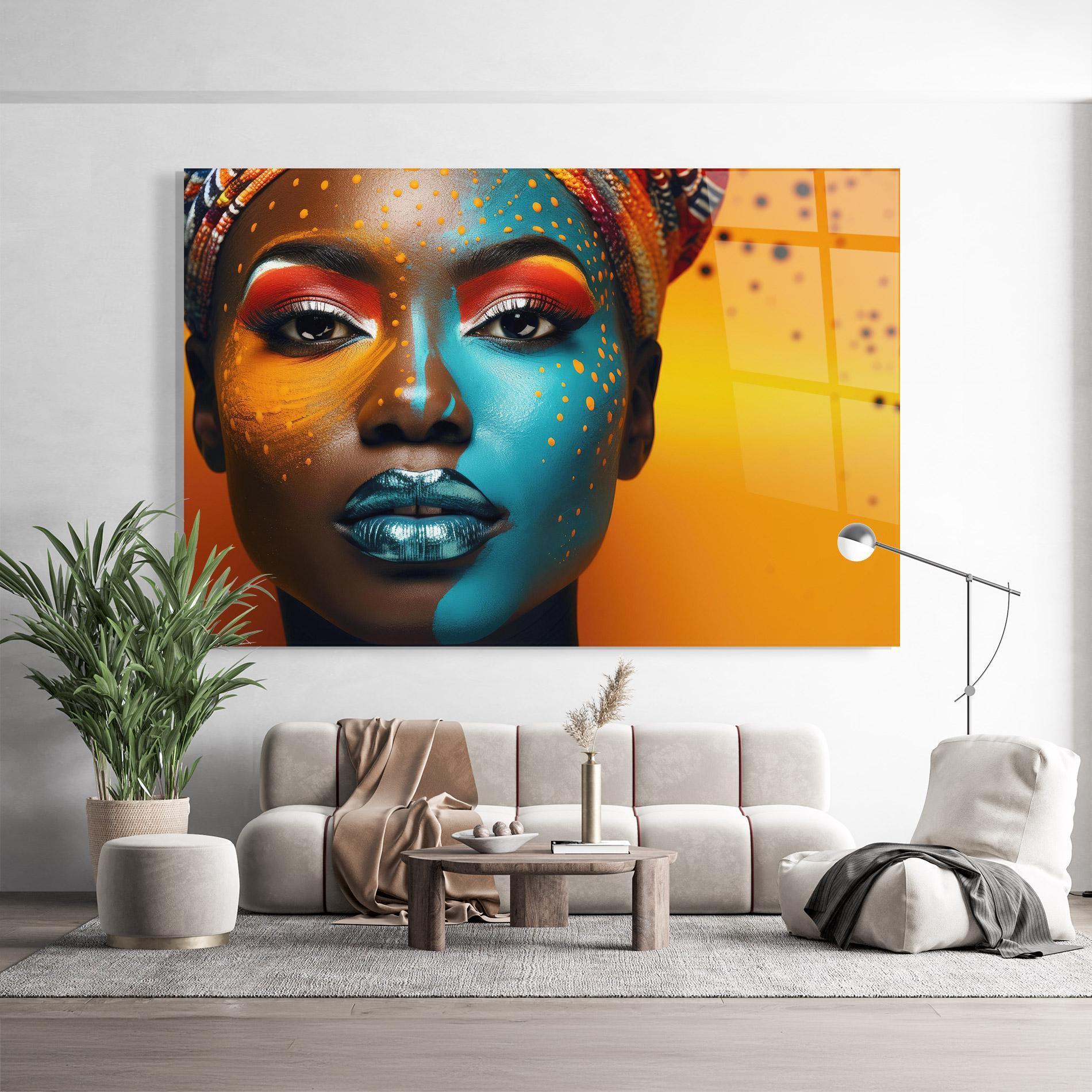 Üvegkép Blue Brown Skin Woman mockup 9