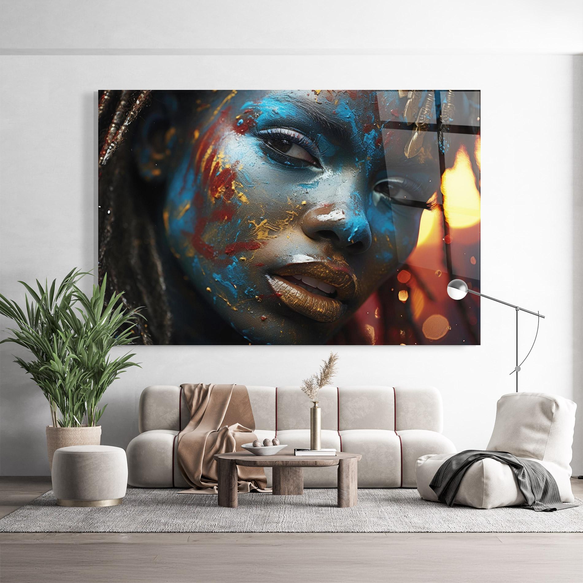 Üvegkép Blue Paint Woman mockup 9