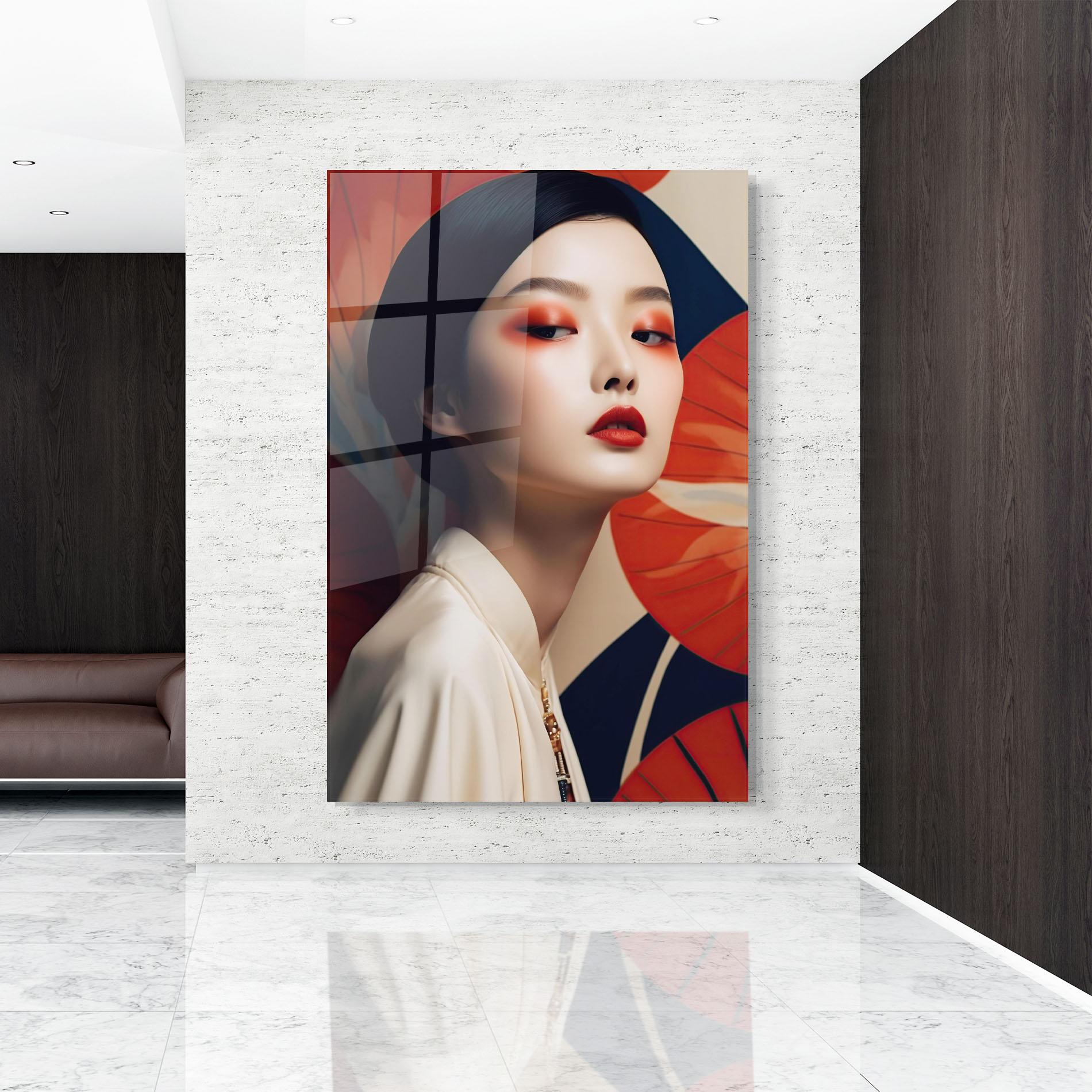 Üvegkép Asiatic Red Lips mockup 9