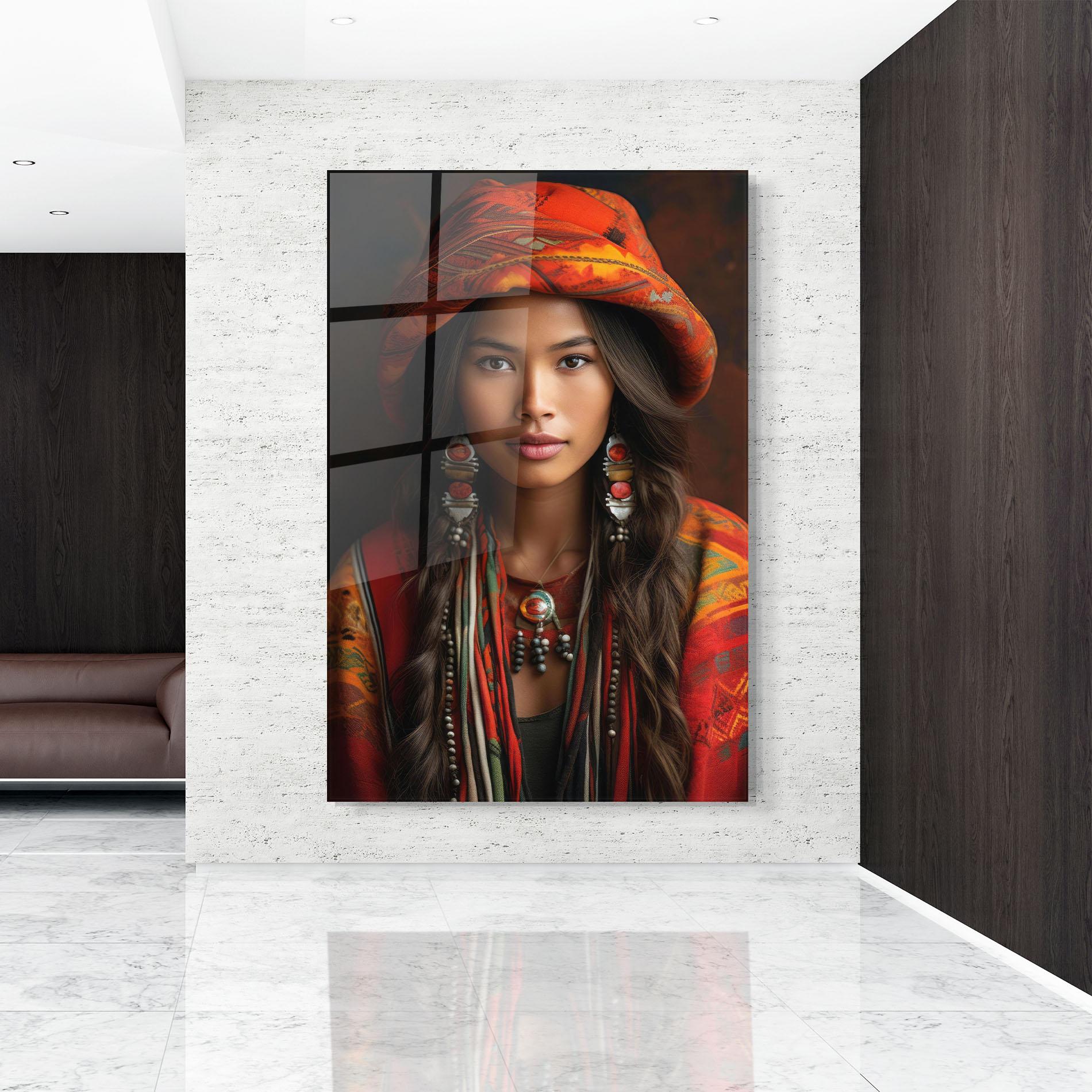 Üvegkép Colorful Hat And Earrings mockup 9