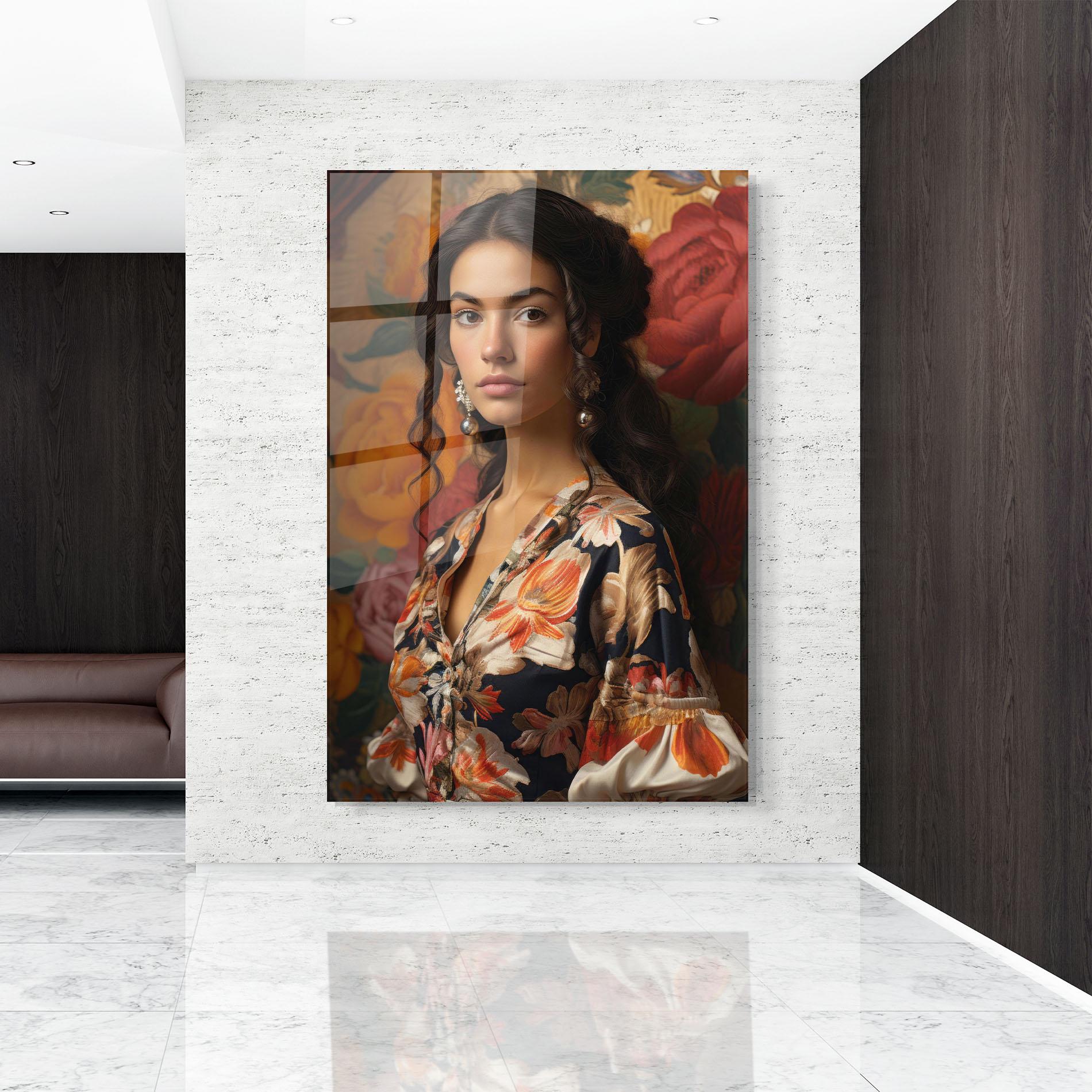 Üvegkép Floral Dress Lady mockup 9