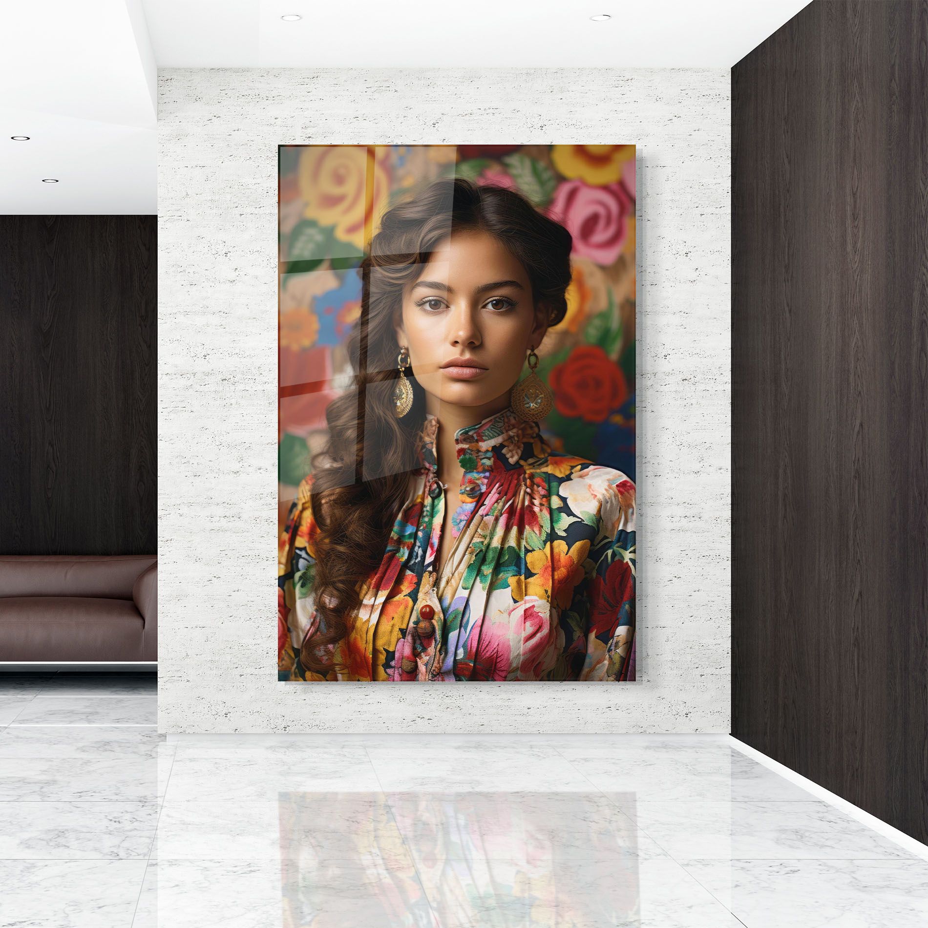 Floral Dress Long Hair mockup 9