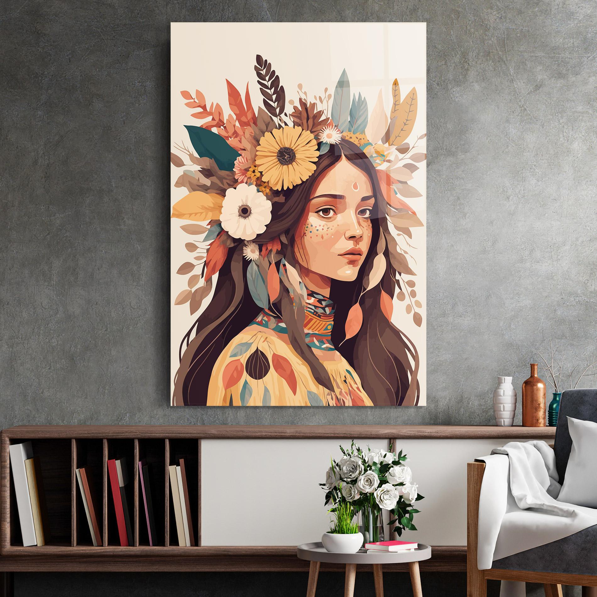 Üvegkép Boho Girl mockup 2