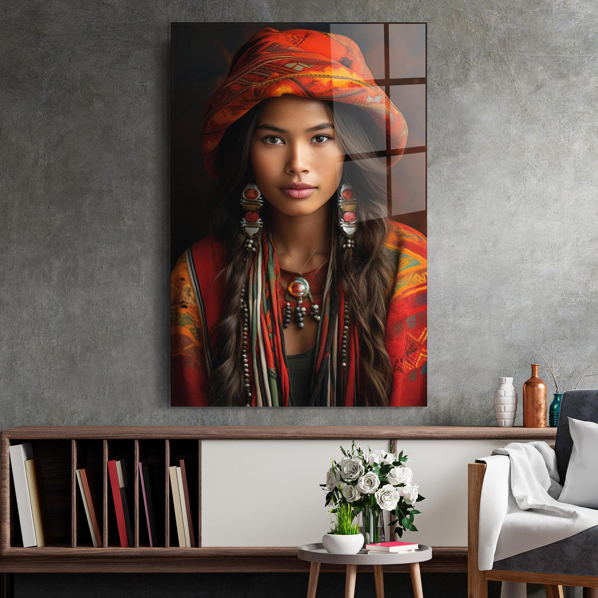 Üvegkép Colorful Hat And Earrings mockup 2