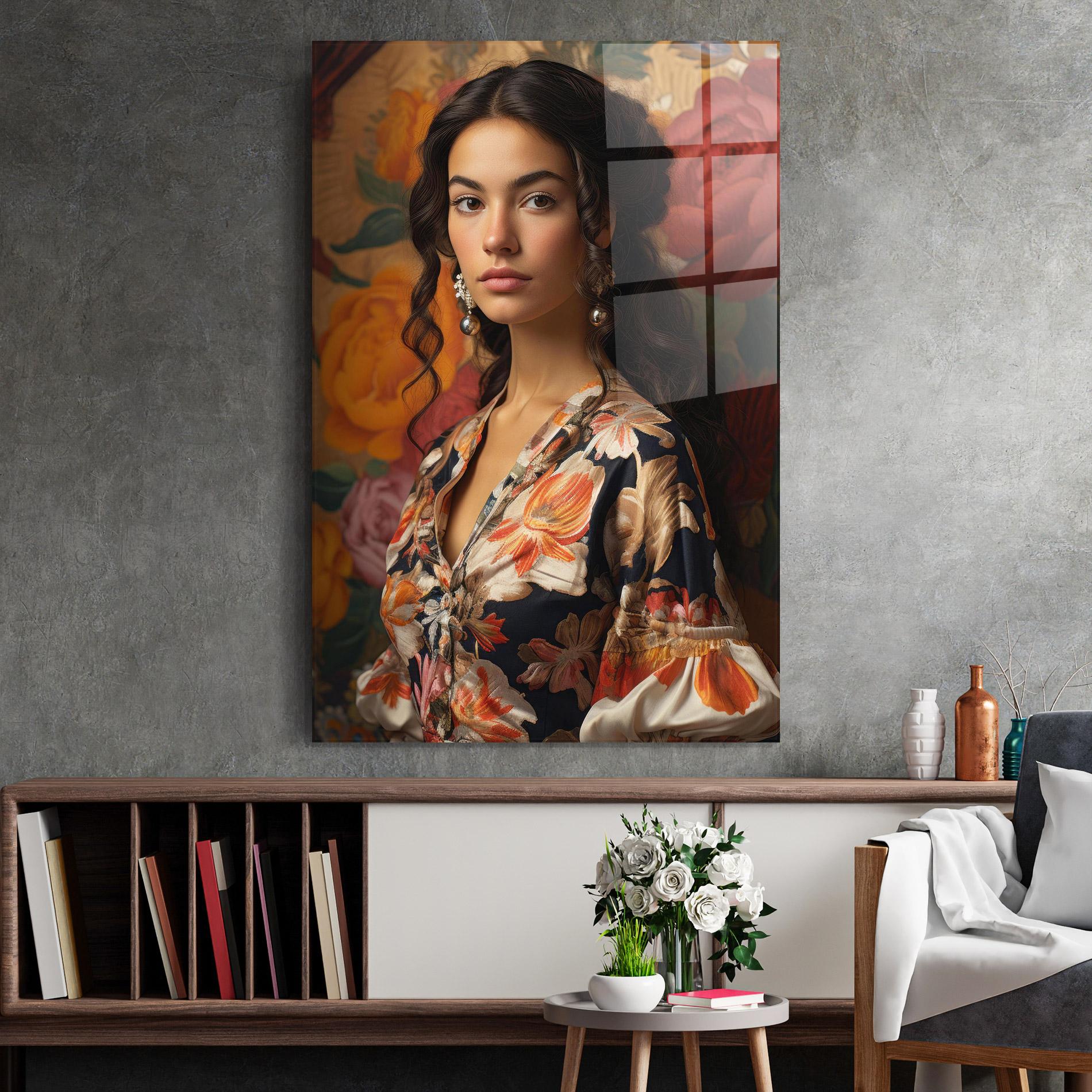 Üvegkép Floral Dress Lady mockup 2