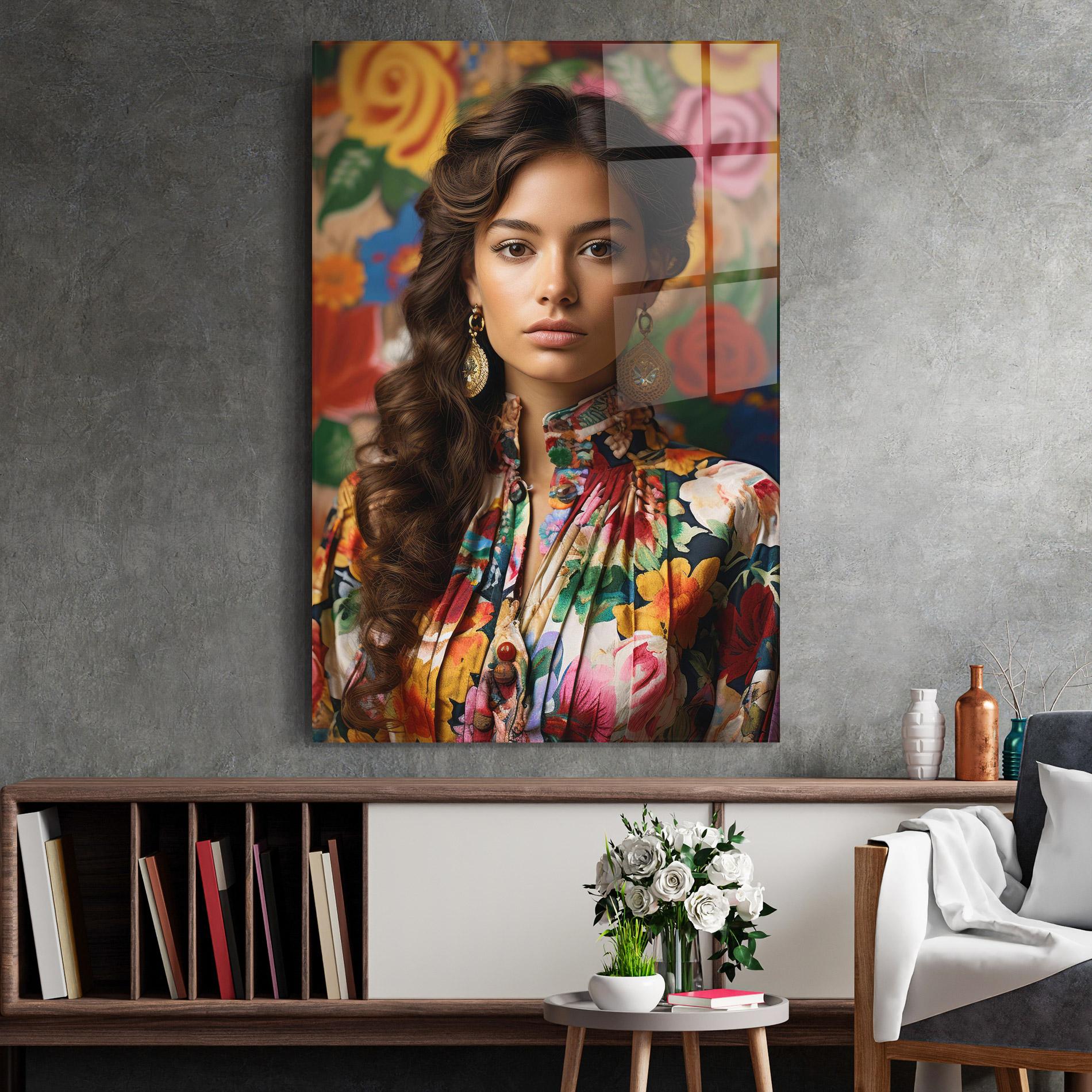 Üvegkép Floral Dress Long Hair mockup 2