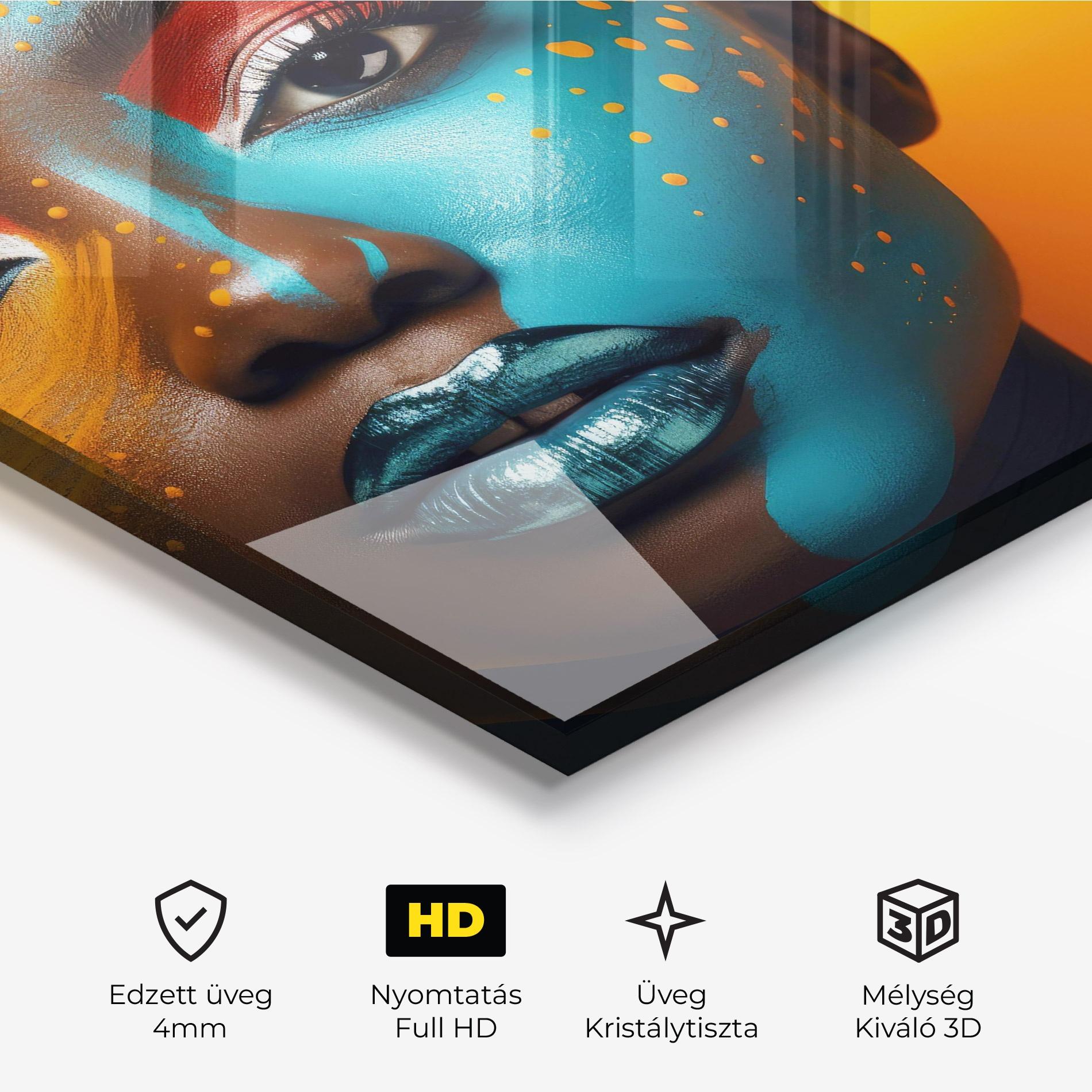 Üvegkép Blue Brown Skin Woman mockup 3