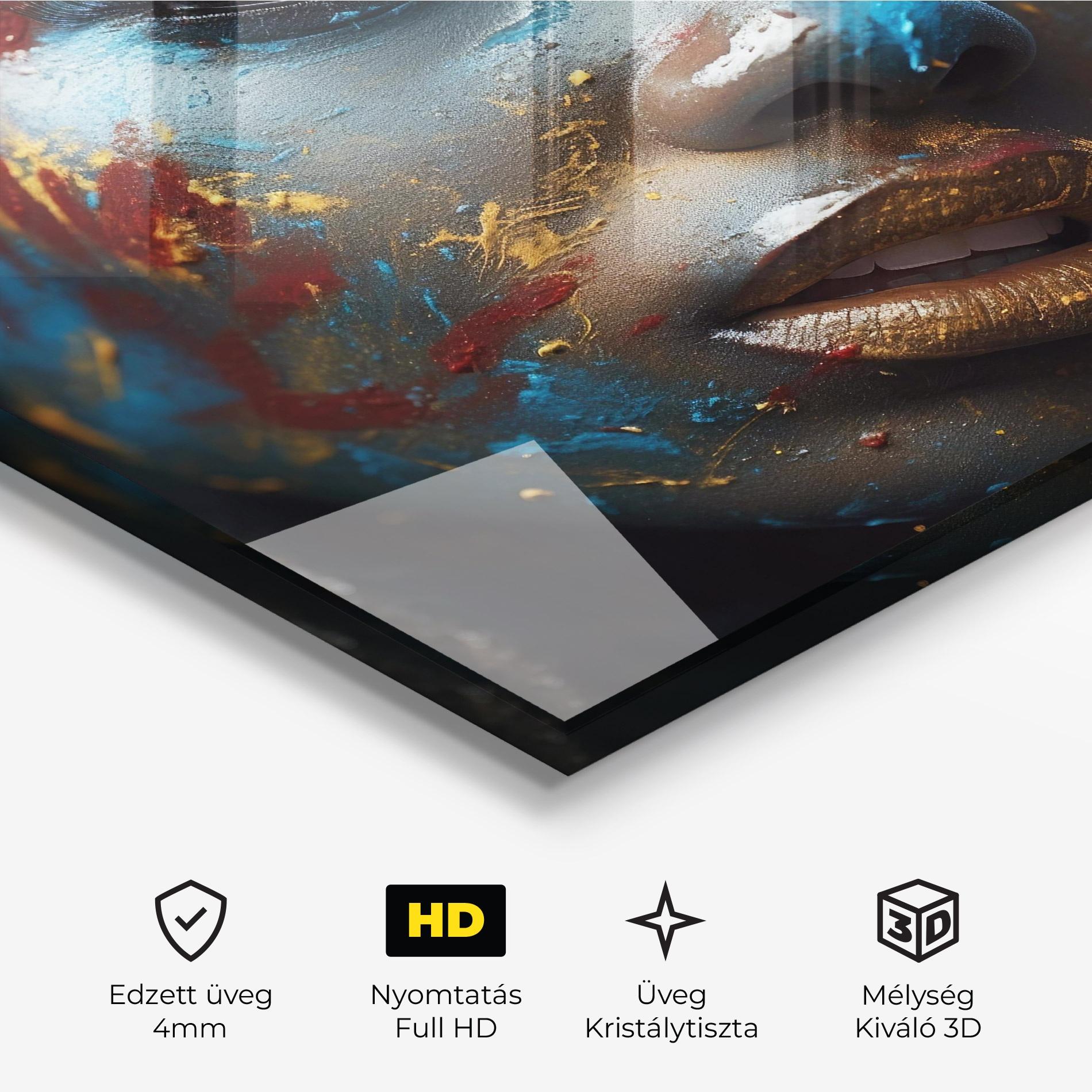 Üvegkép Blue Paint Woman mockup 3