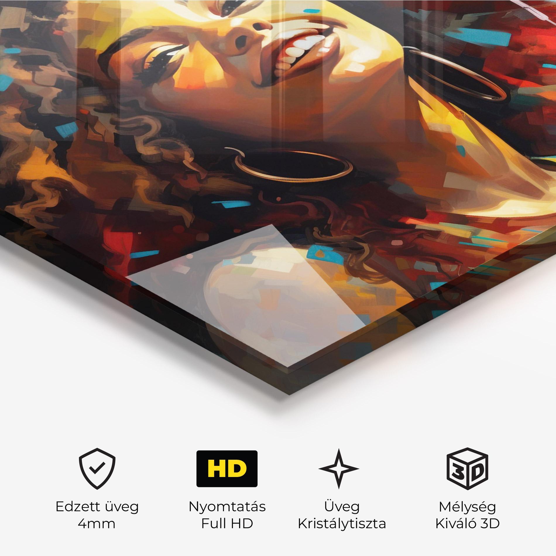 Üvegkép Cheerful African Woman mockup 3