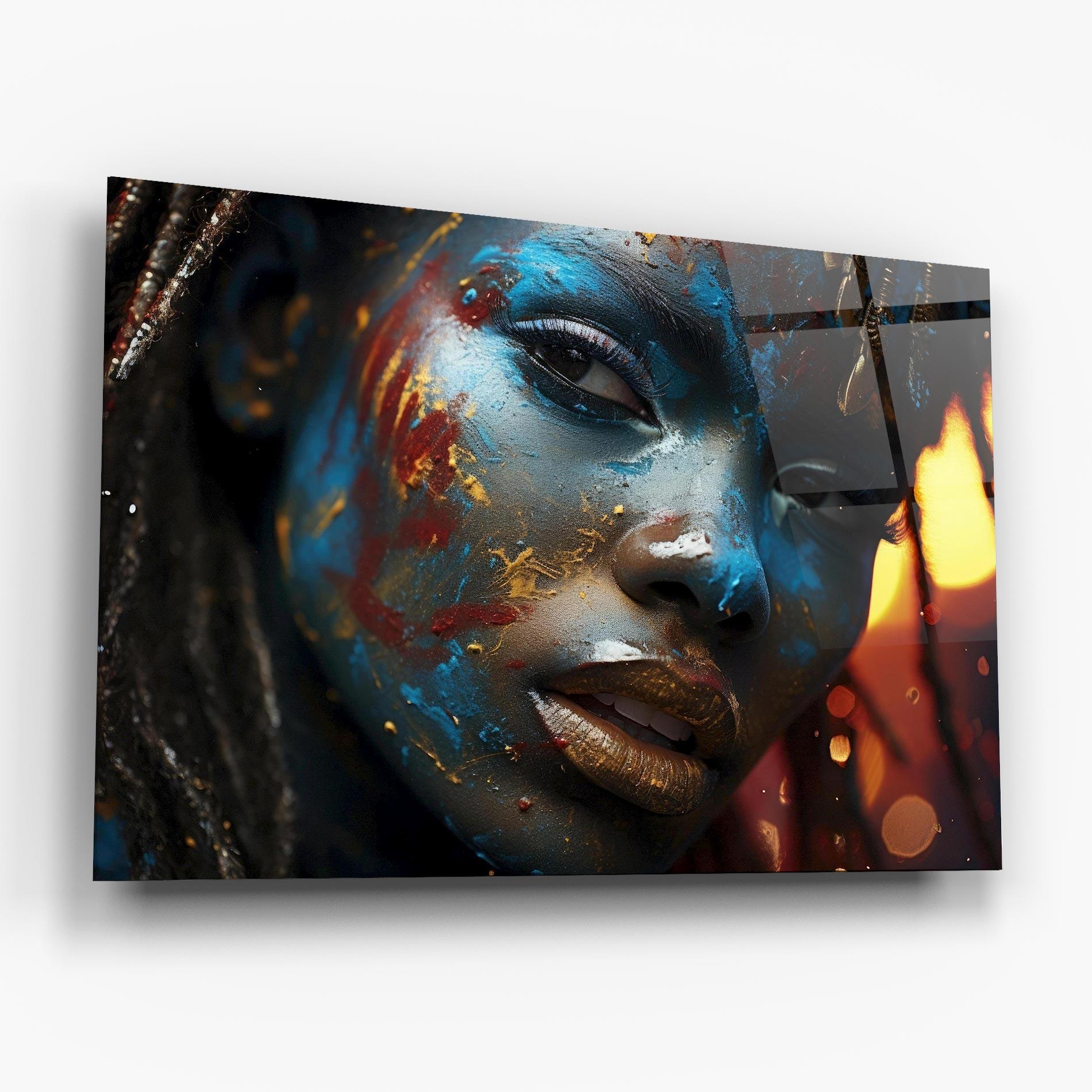 Üvegkép Blue Paint Woman mockup 6