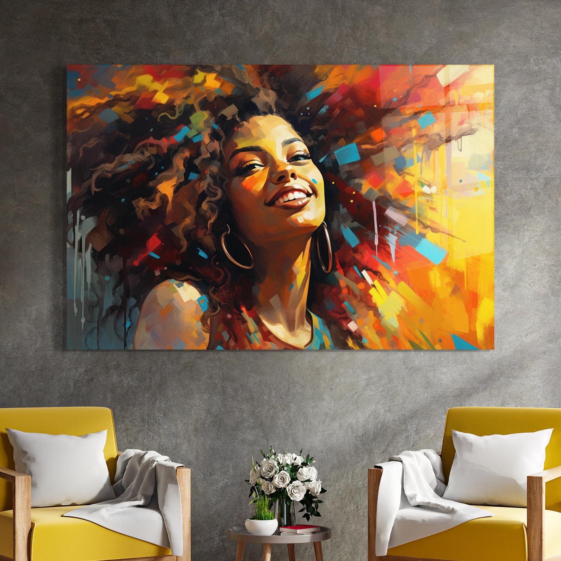 Üvegkép Cheerful African Woman mockup 4