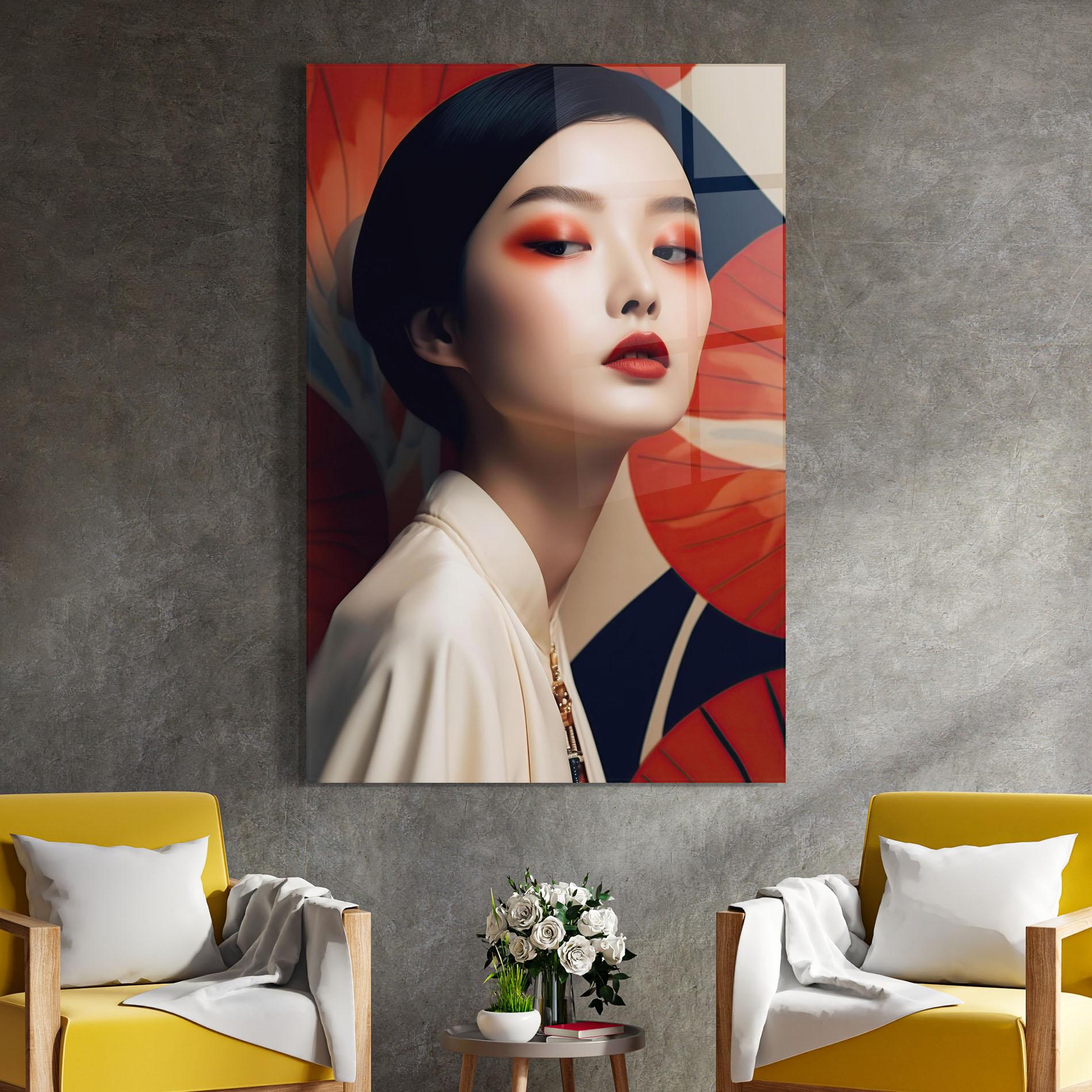 Üvegkép Asiatic Red Lips mockup 4