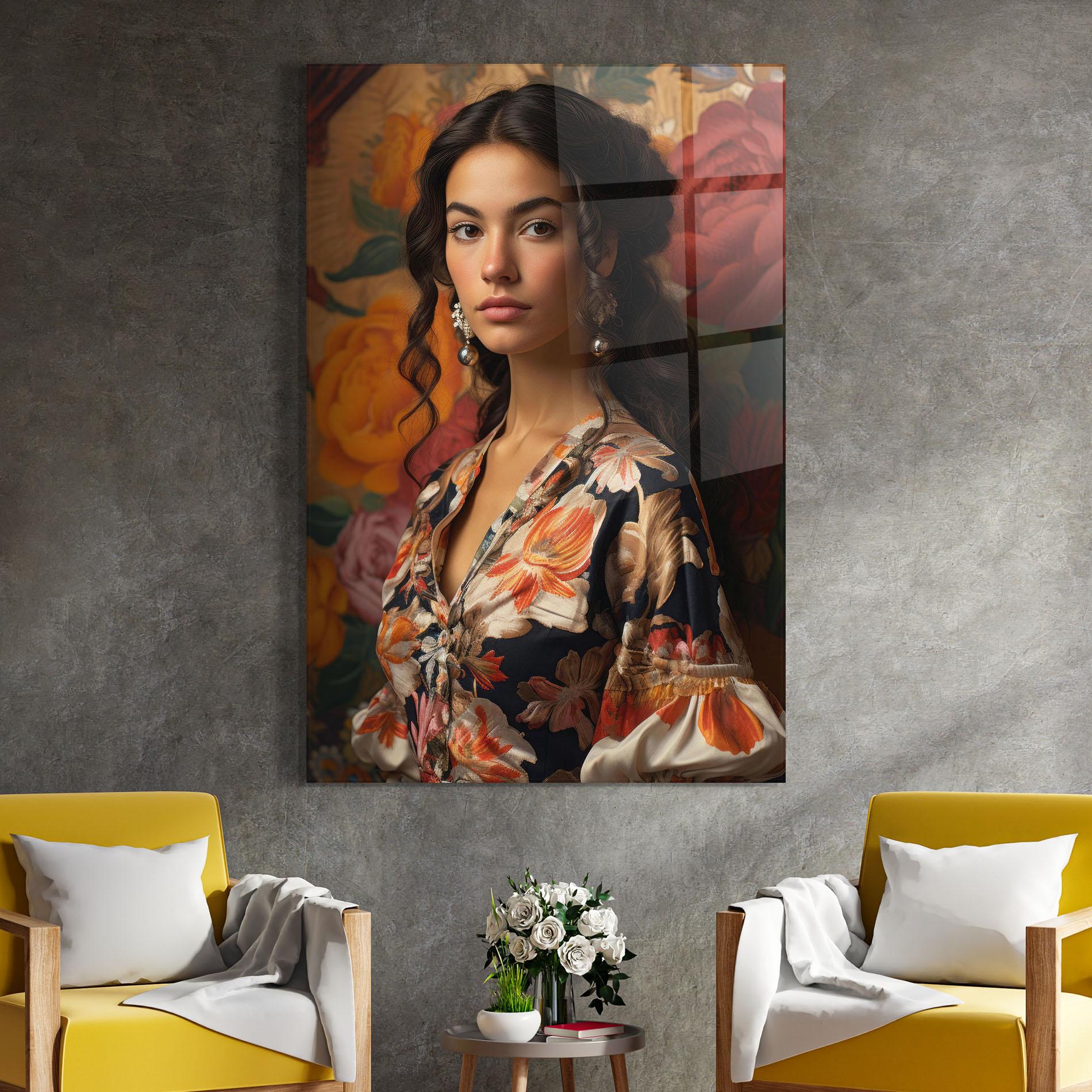 Üvegkép Floral Dress Lady mockup 4