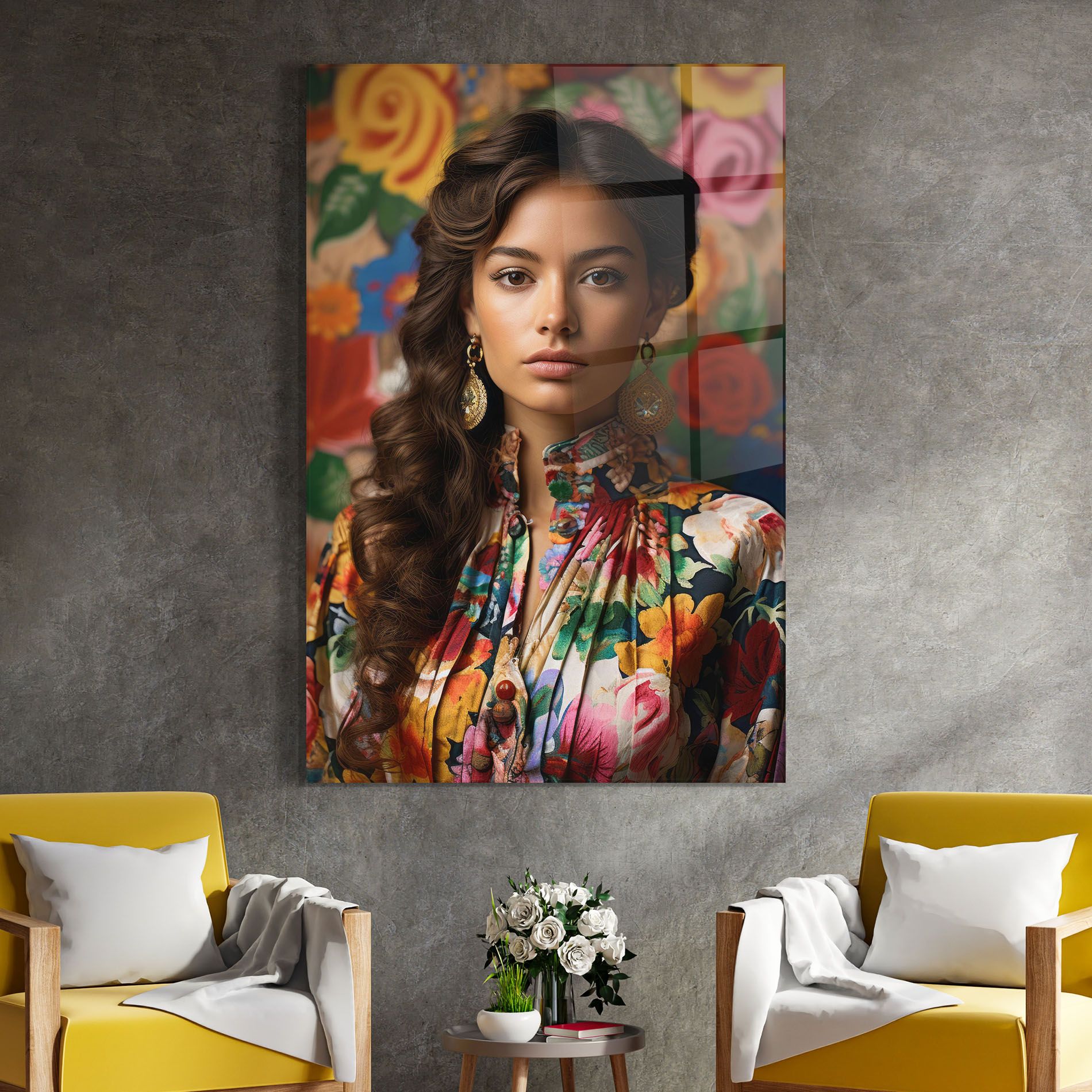 Floral Dress Long Hair mockup 4