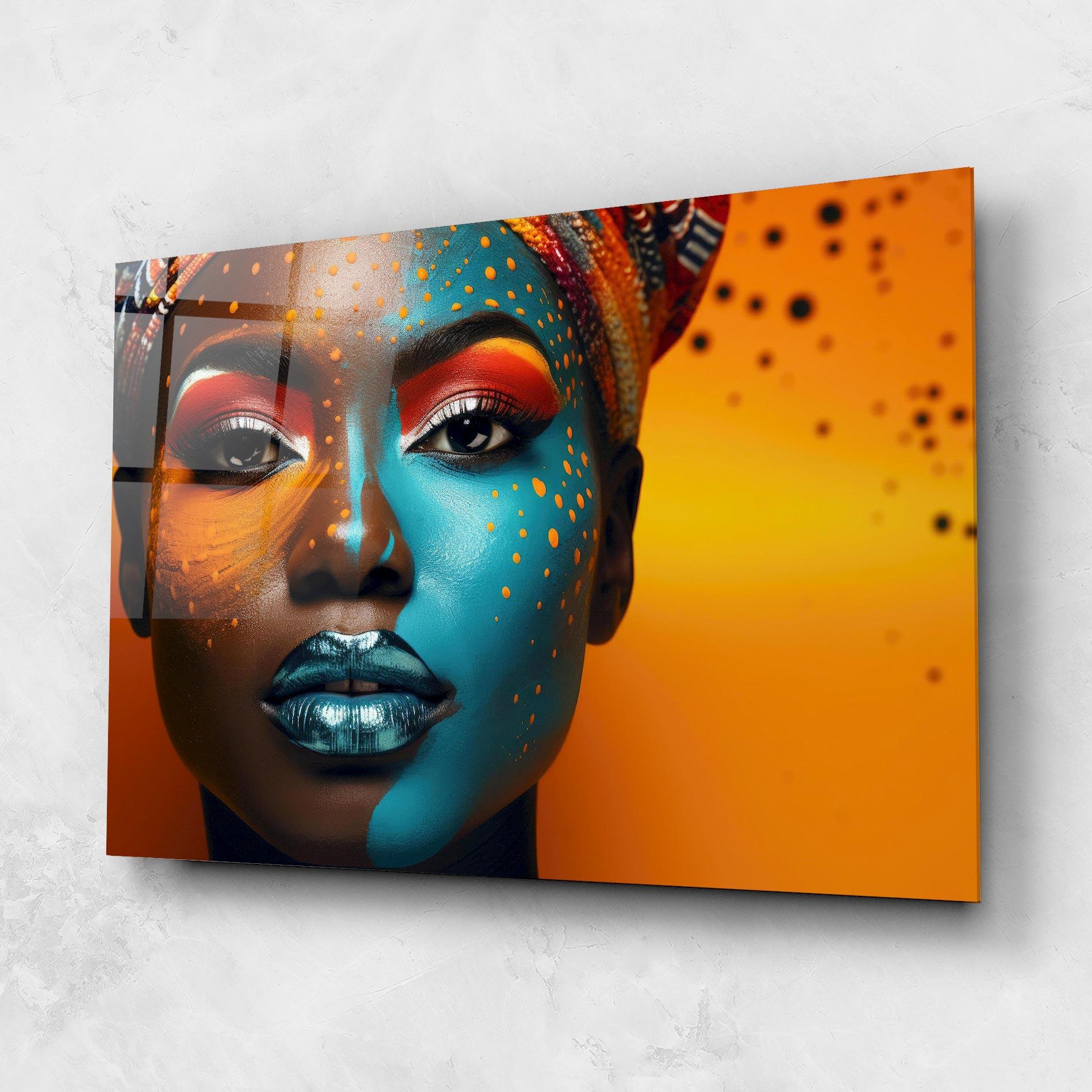 Üvegkép Blue Brown Skin Woman mockup 1