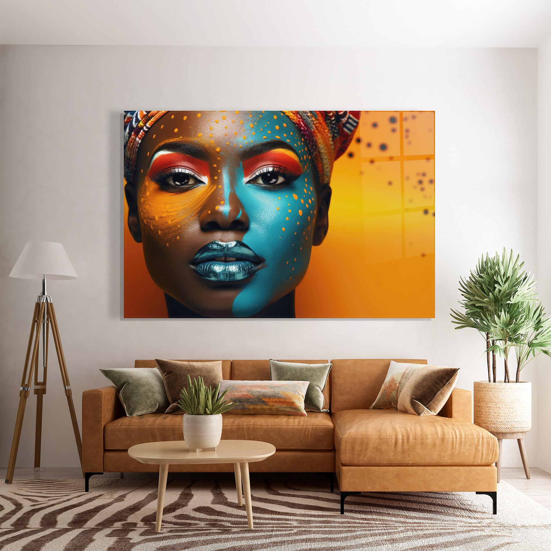 Üvegkép Blue Brown Skin Woman mockup 7