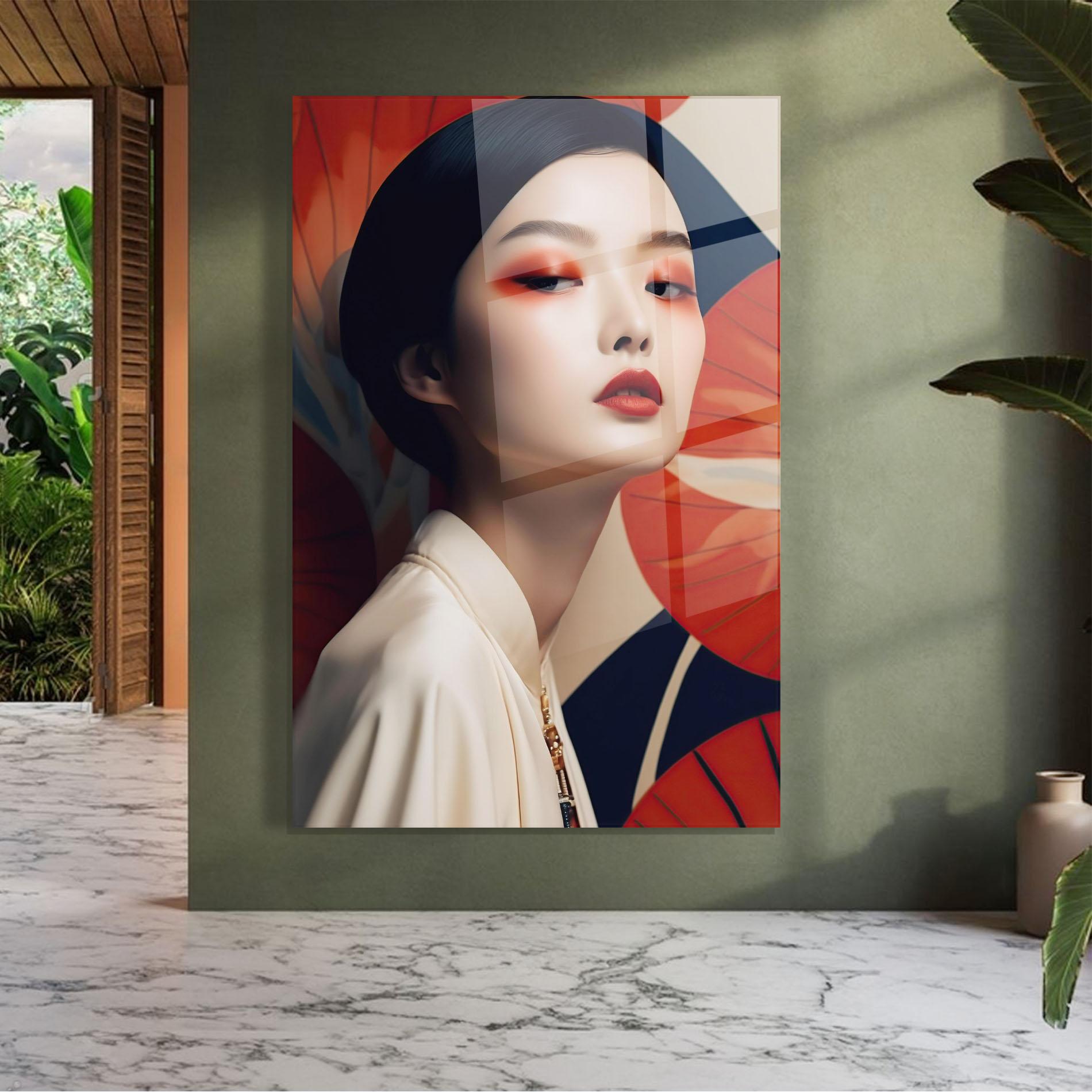 Üvegkép Asiatic Red Lips mockup 7
