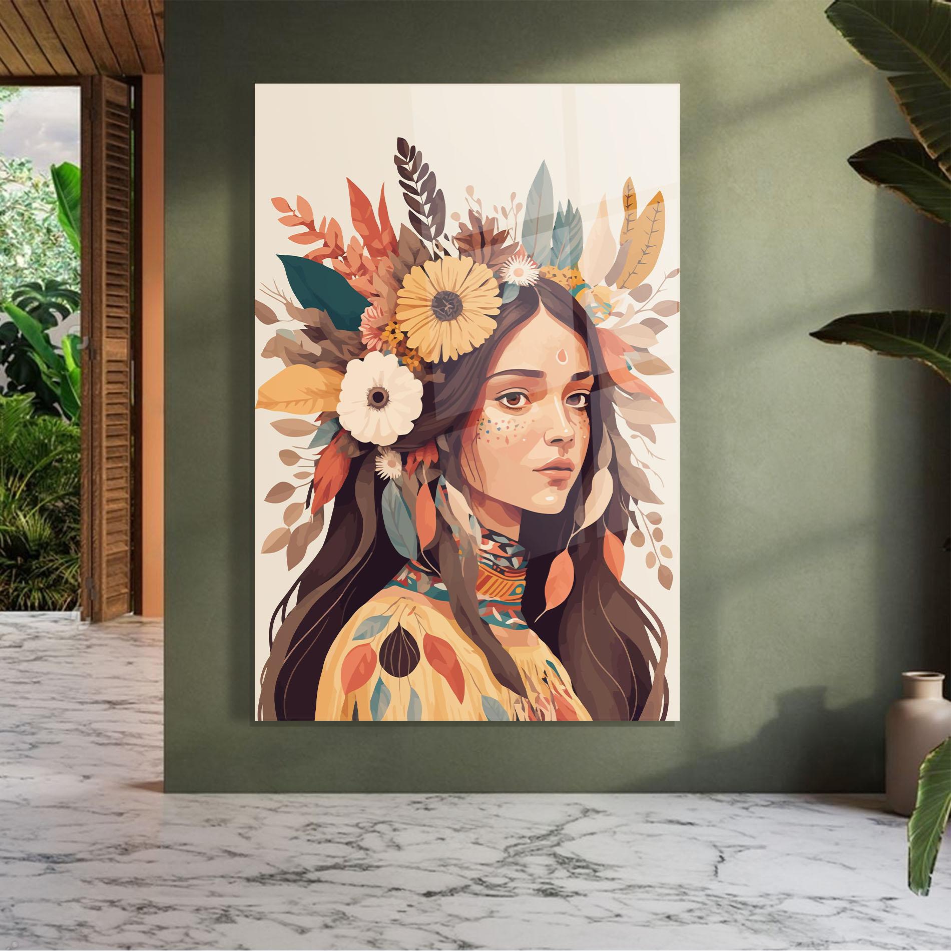 Üvegkép Boho Girl mockup 7