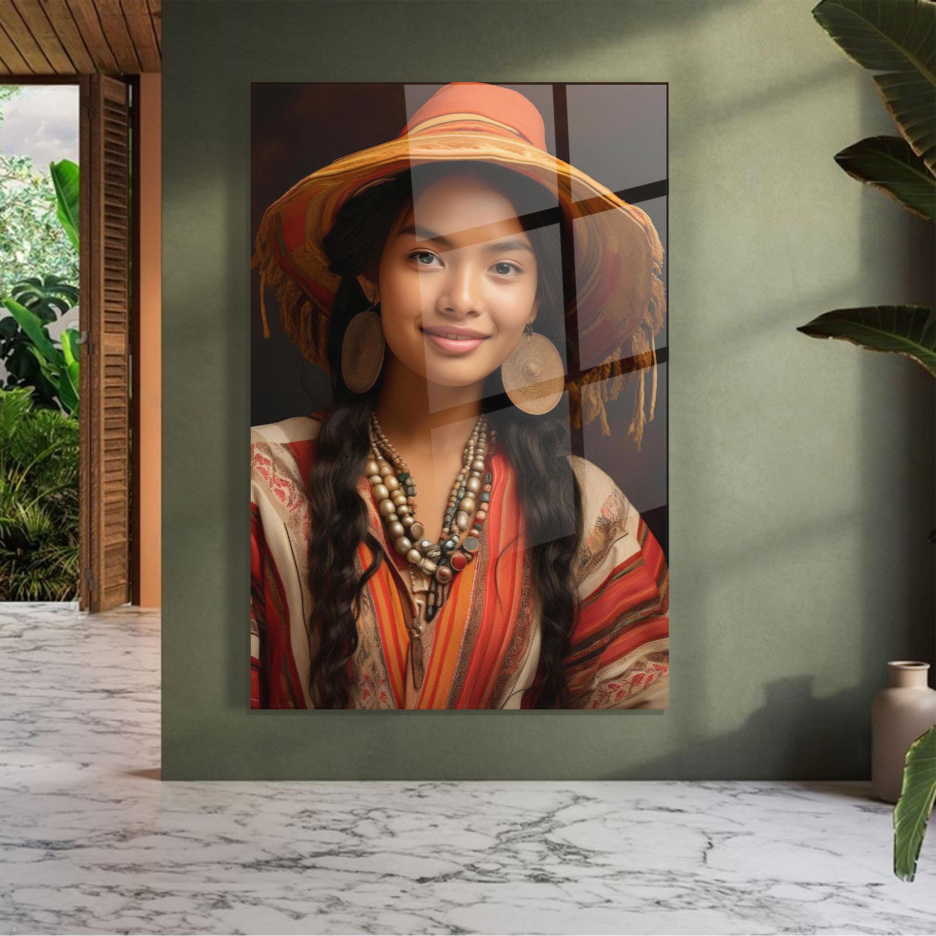 Üvegkép Colorful Earrings And Hat mockup 7