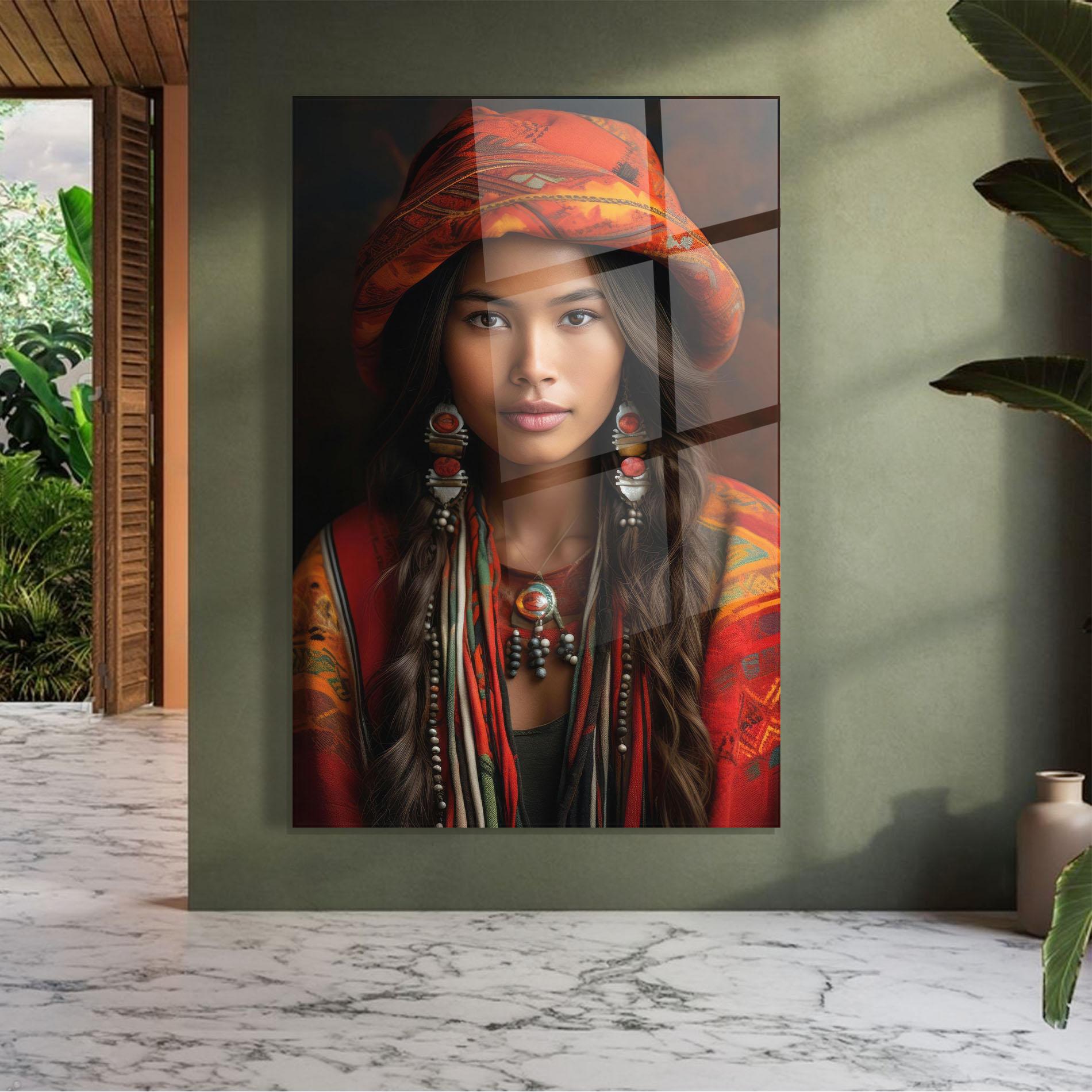 Üvegkép Colorful Hat And Earrings mockup 7