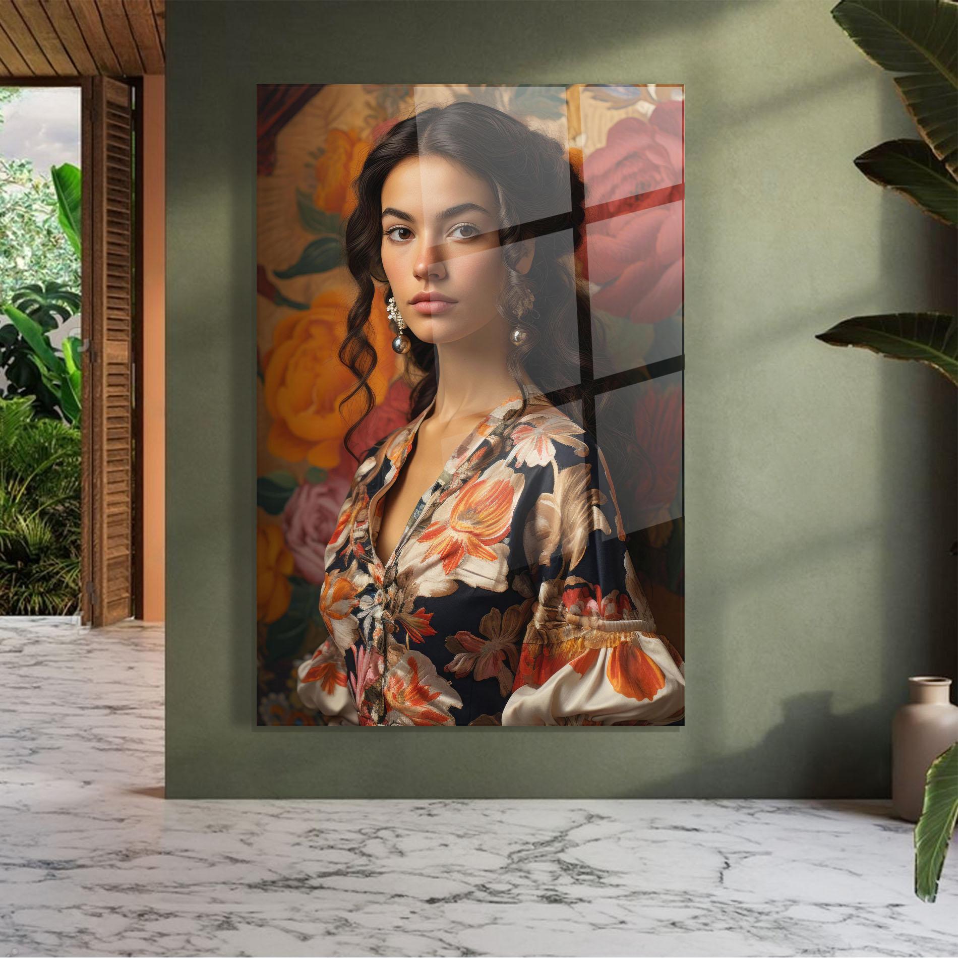 Üvegkép Floral Dress Lady mockup 7