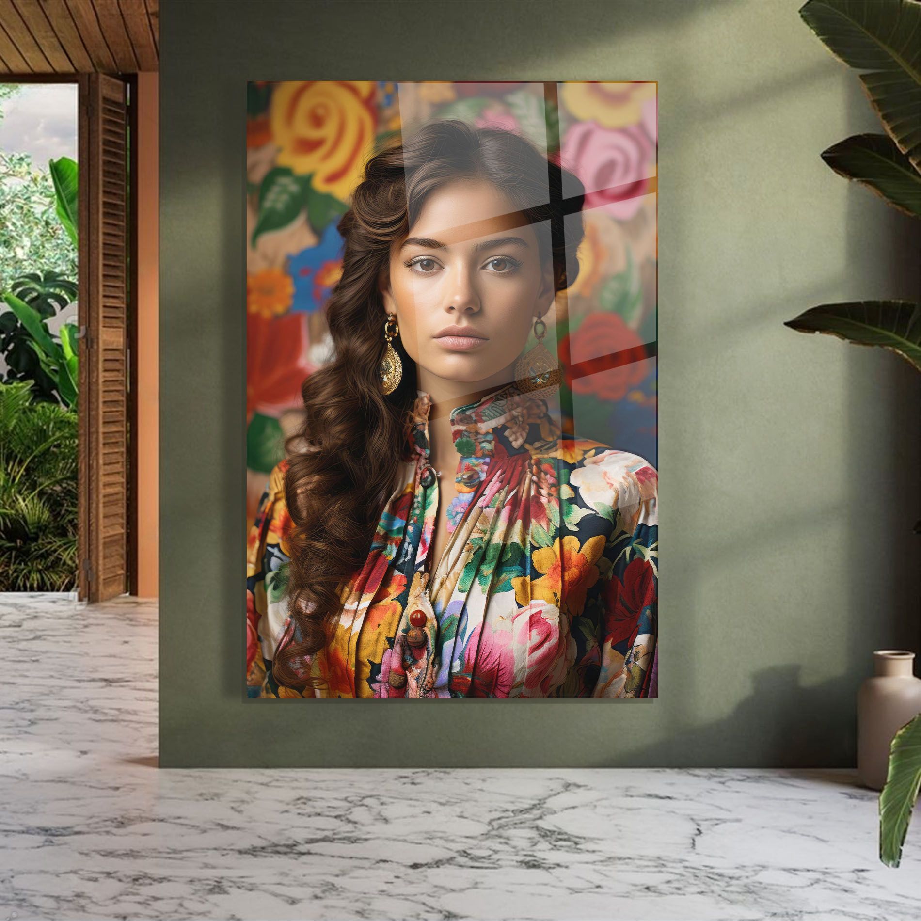 Floral Dress Long Hair mockup 7