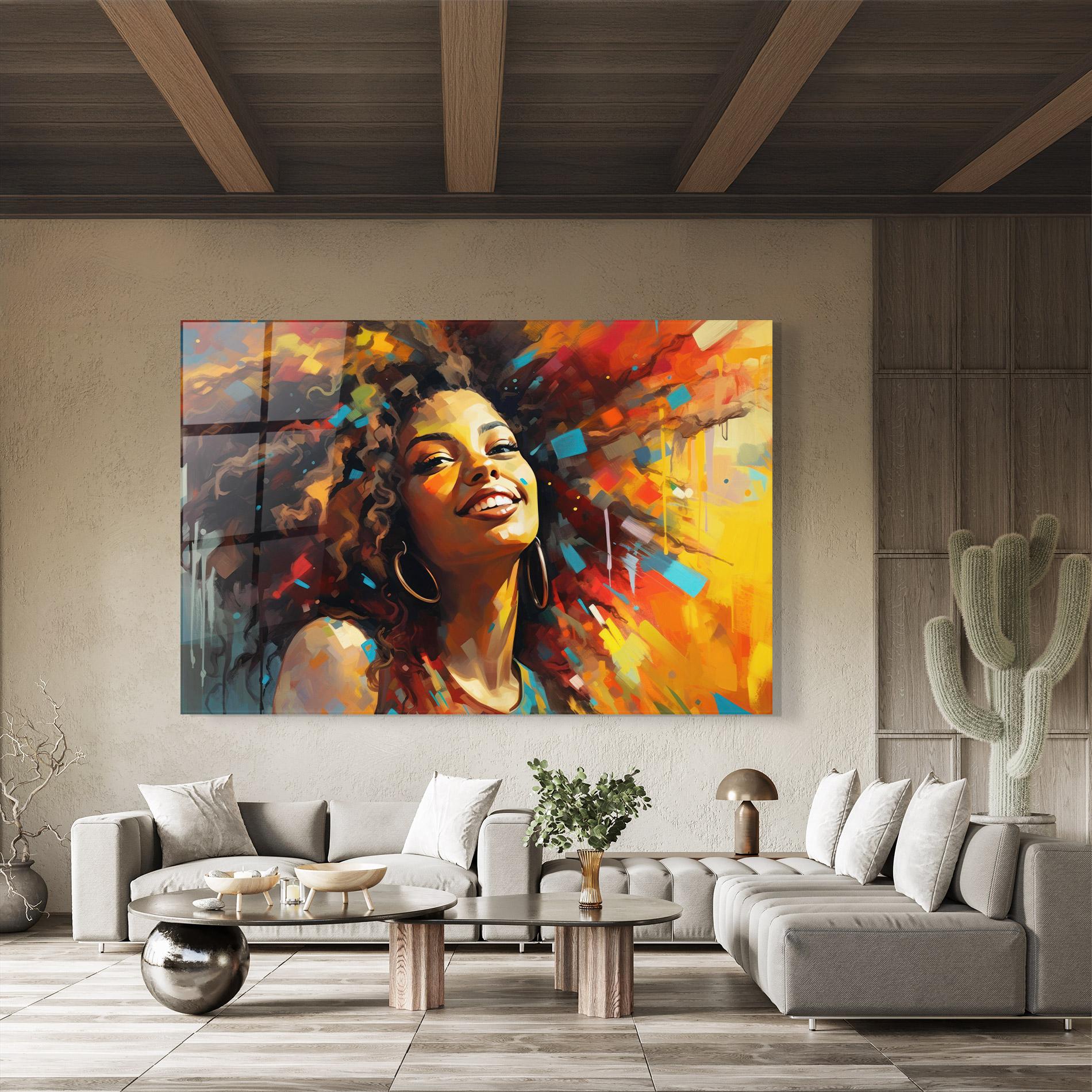 Üvegkép Cheerful African Woman mockup 8