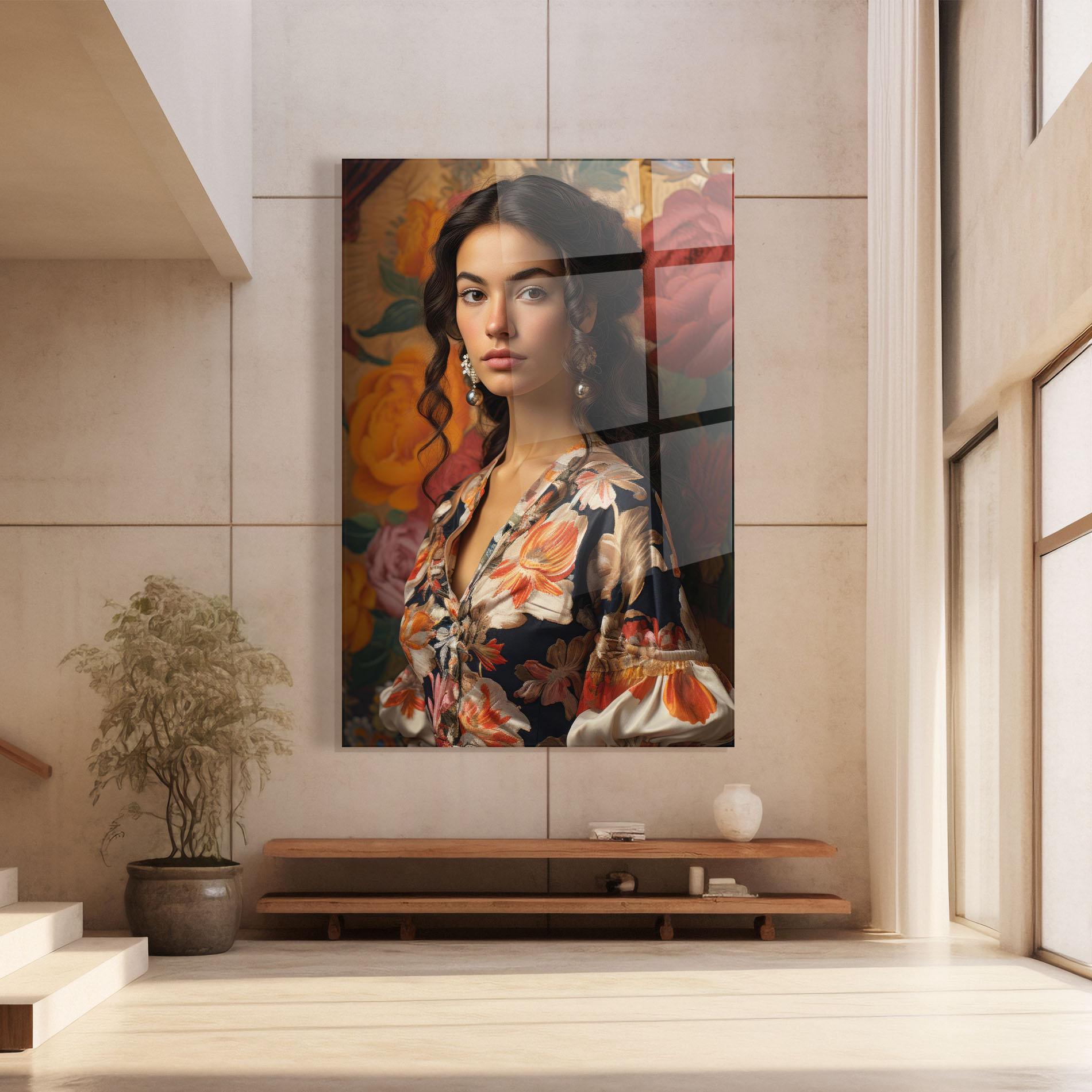 Üvegkép Floral Dress Lady mockup 8