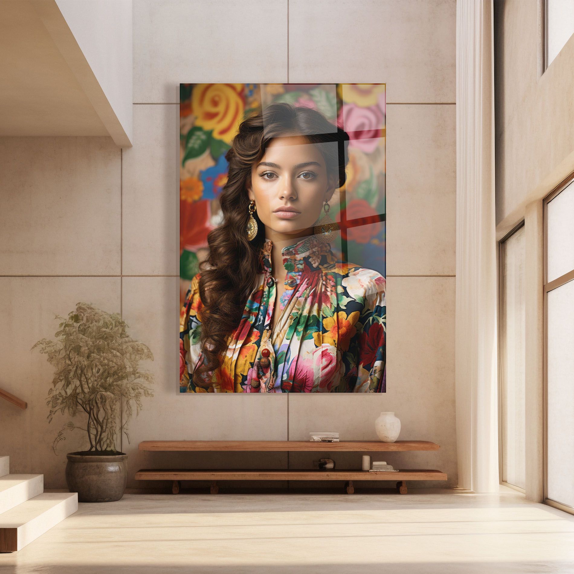 Floral Dress Long Hair mockup 8