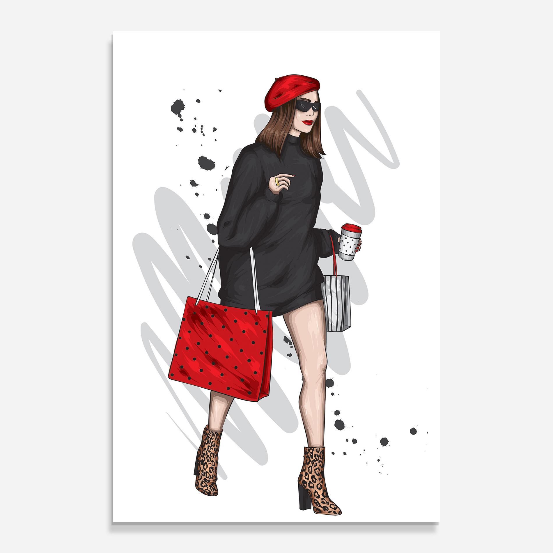 Üvegkép Black Red Outfit mockup 0