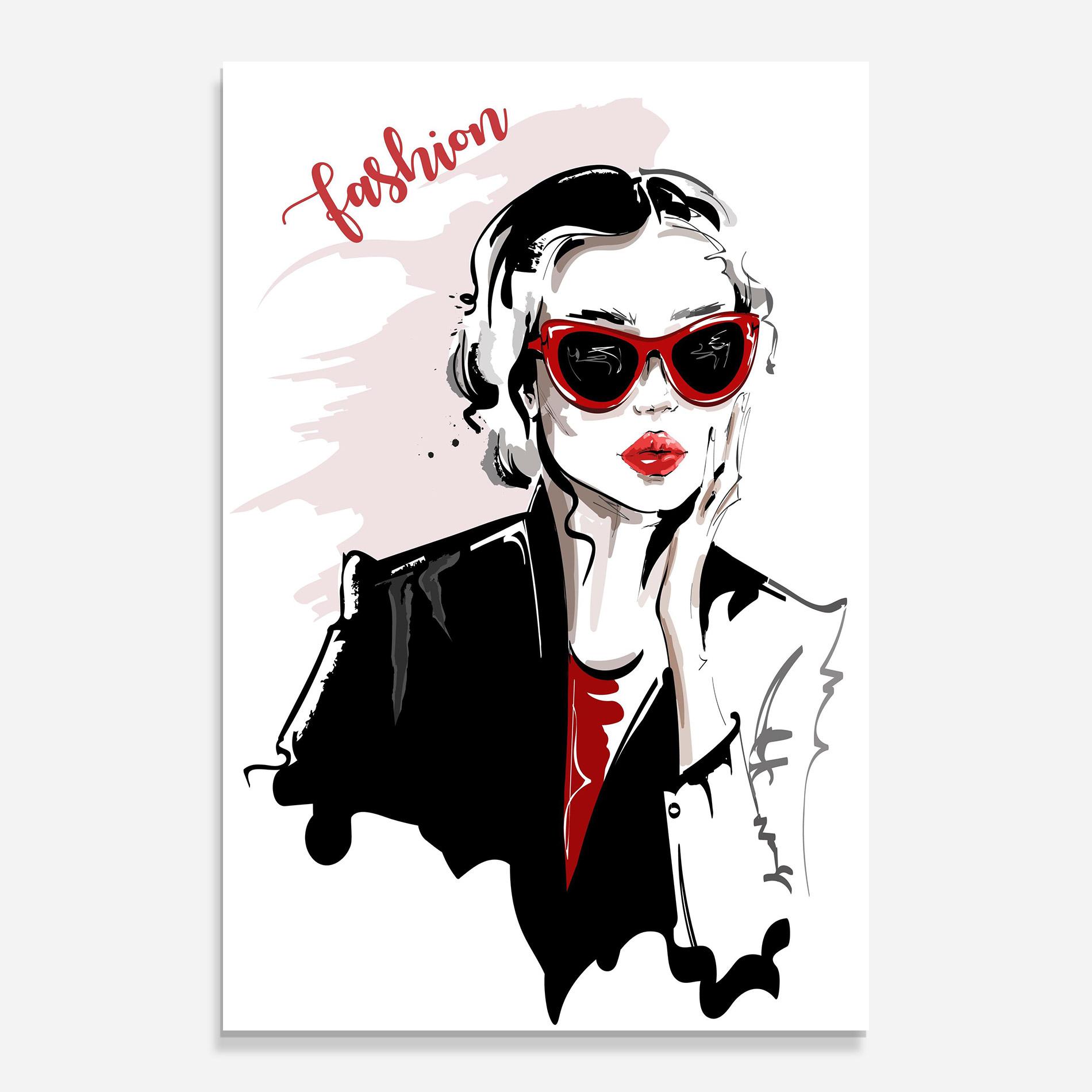 Üvegkép Fashion Red Glasses mockup 0
