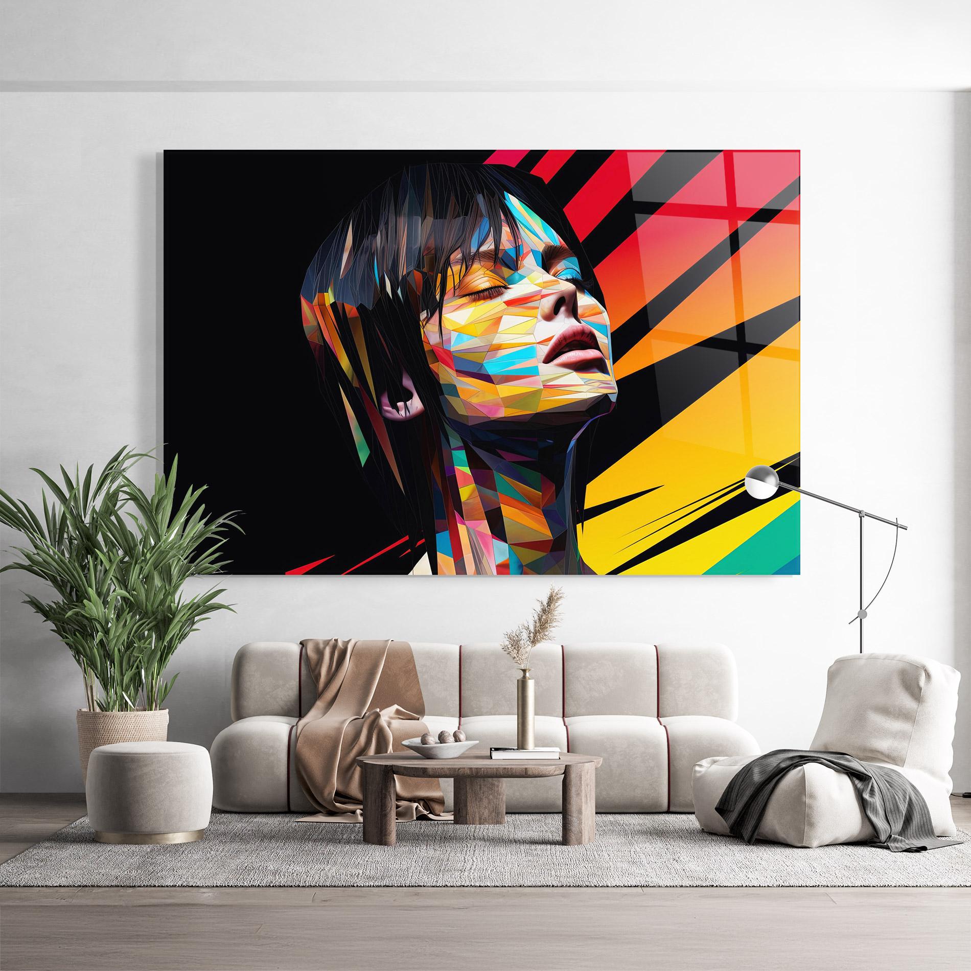 Üvegkép Glitchy Woman mockup 9