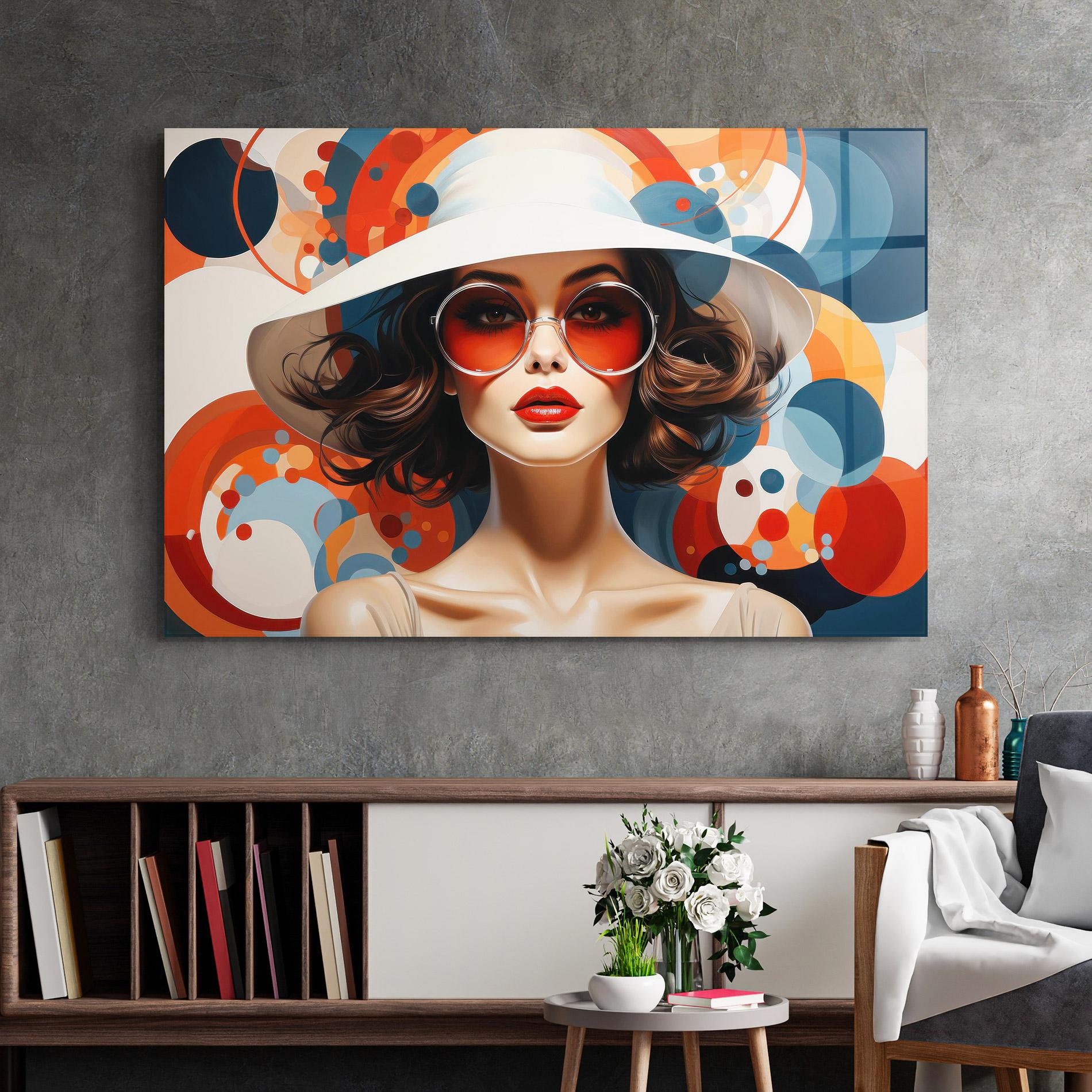 Üvegkép Big Glasses Woman mockup 2